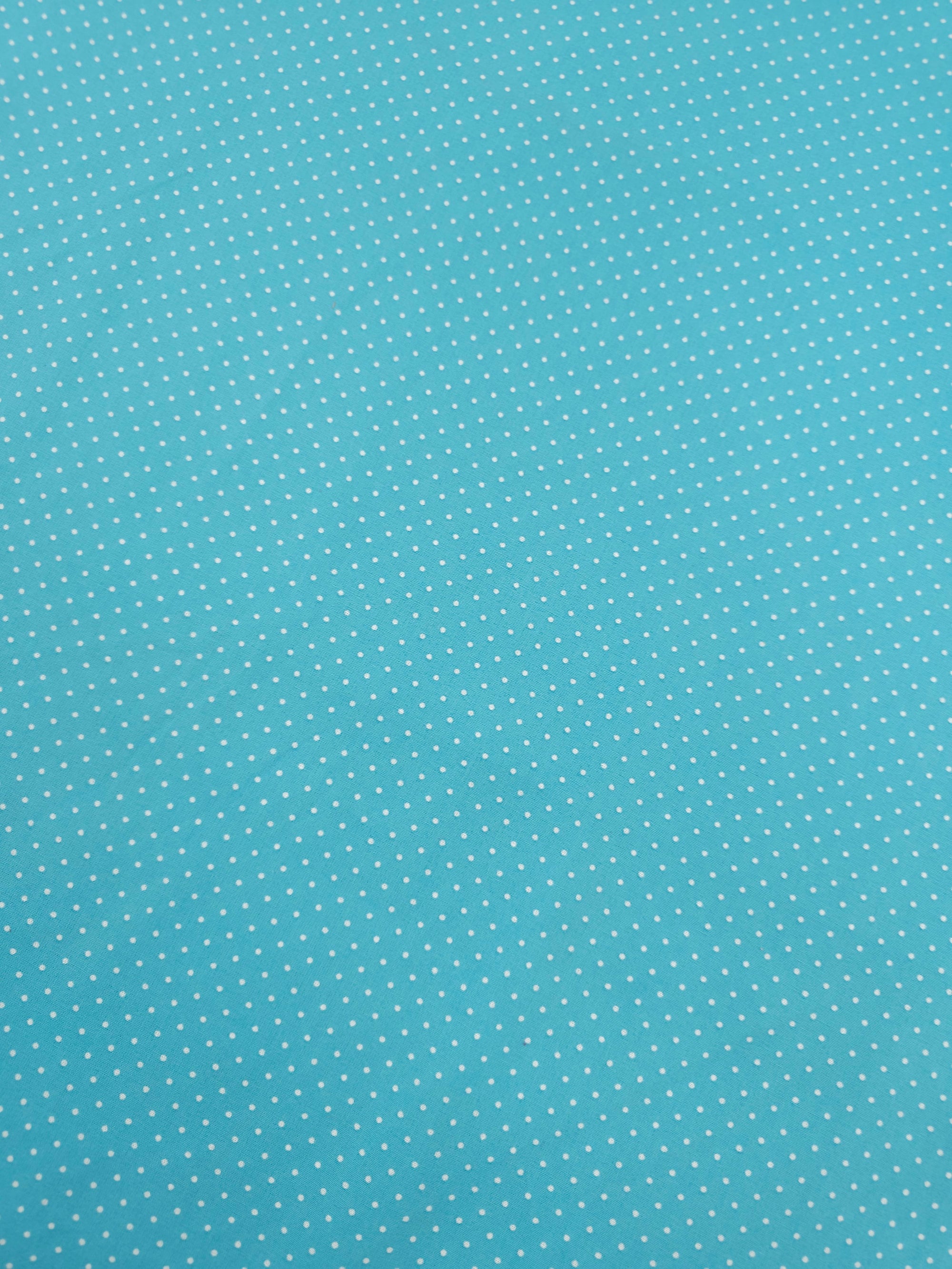 Turquoise Blue Micro Polka Dot 100% Cotton 60"