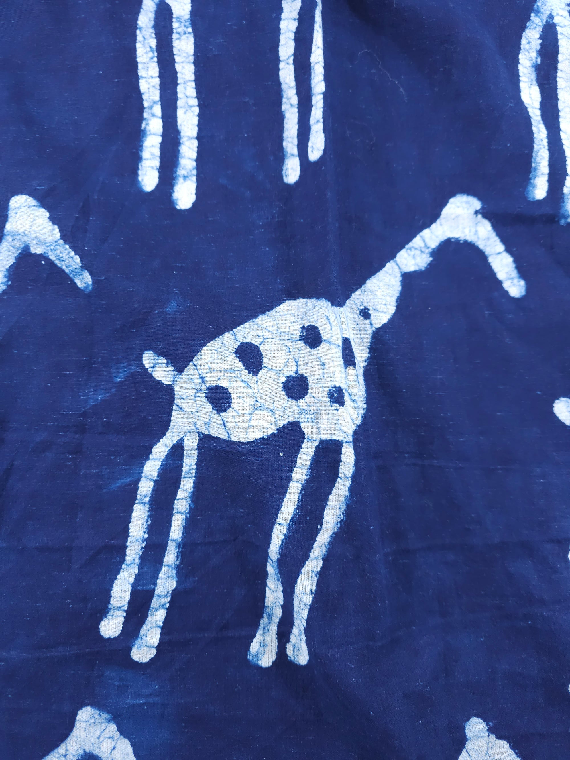 Indigo Giraffe Block Print Cotton (Various Sizes)