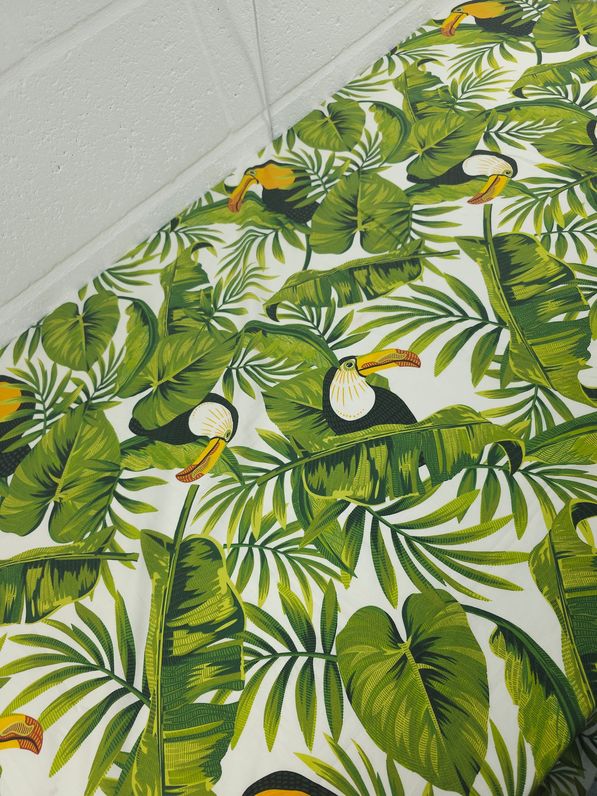 Tropical Leaf Toucan Cotton Poplin