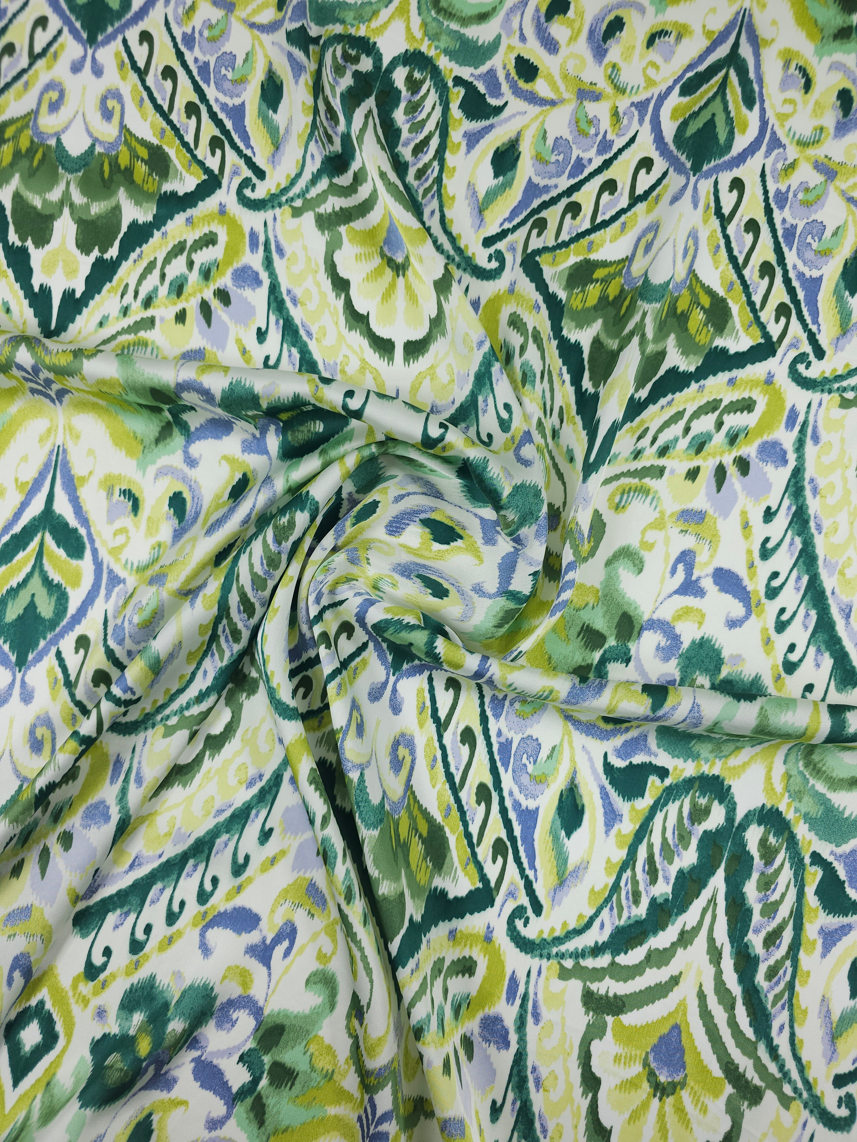 Lime/Periwinkle Damask Satin