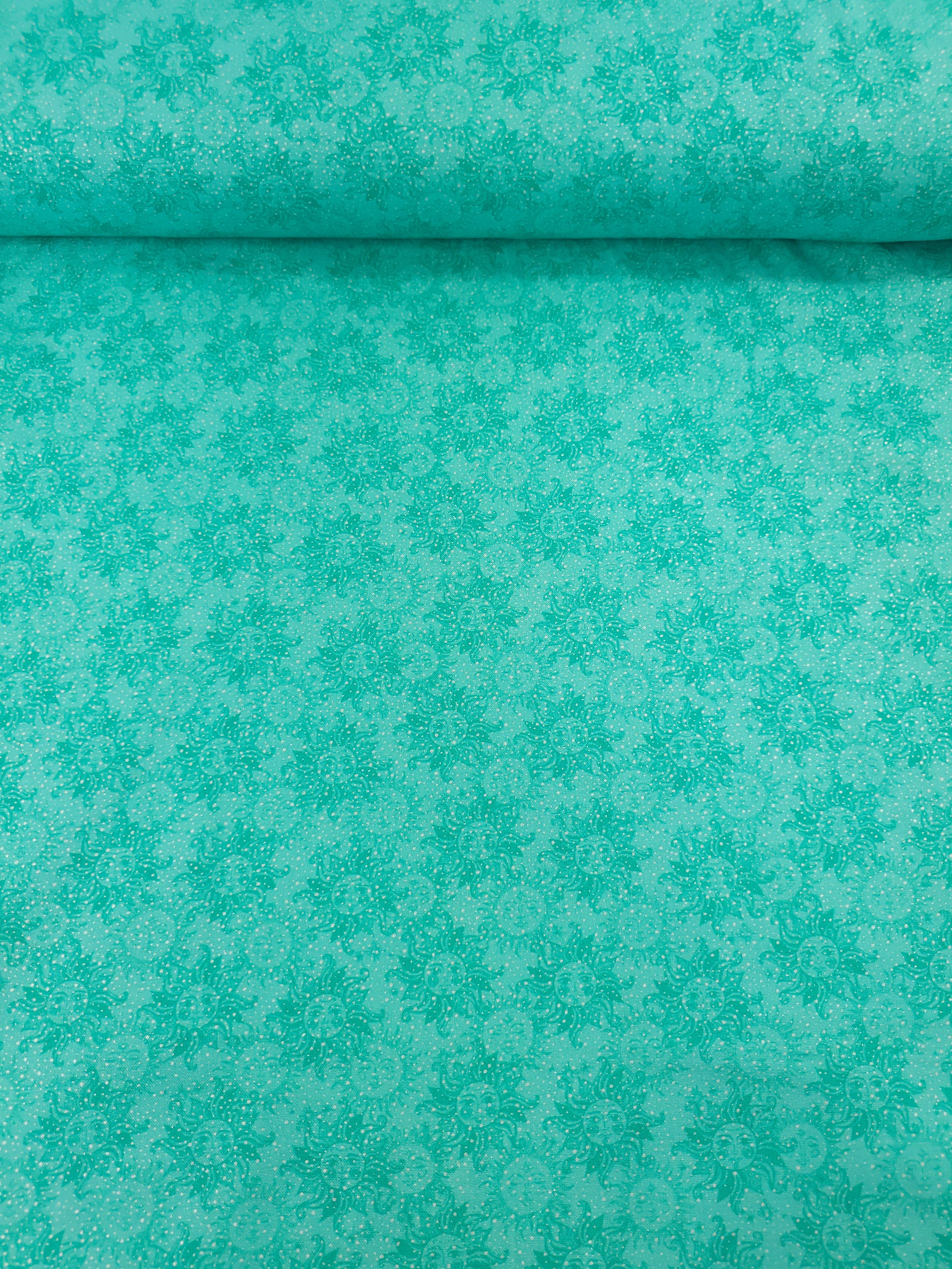 Minty Teal Speckle Celestial Sun 100% Cotton