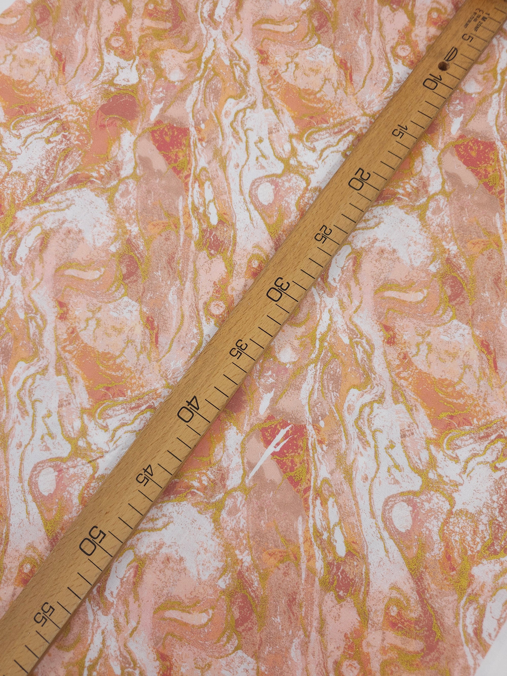 Peach/Gold Washed Marble 100% Cotton - Benartex