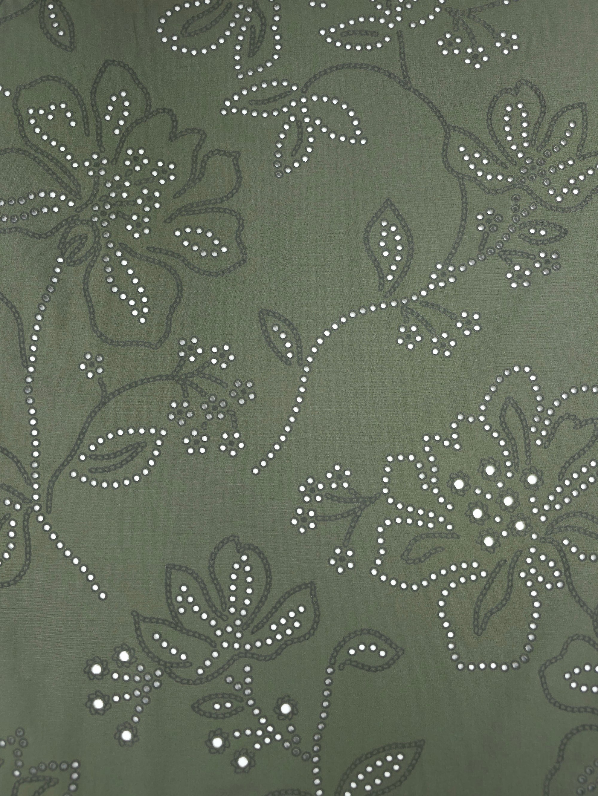 *PRE ORDER* Khaki Floral Laser Cut Cotton