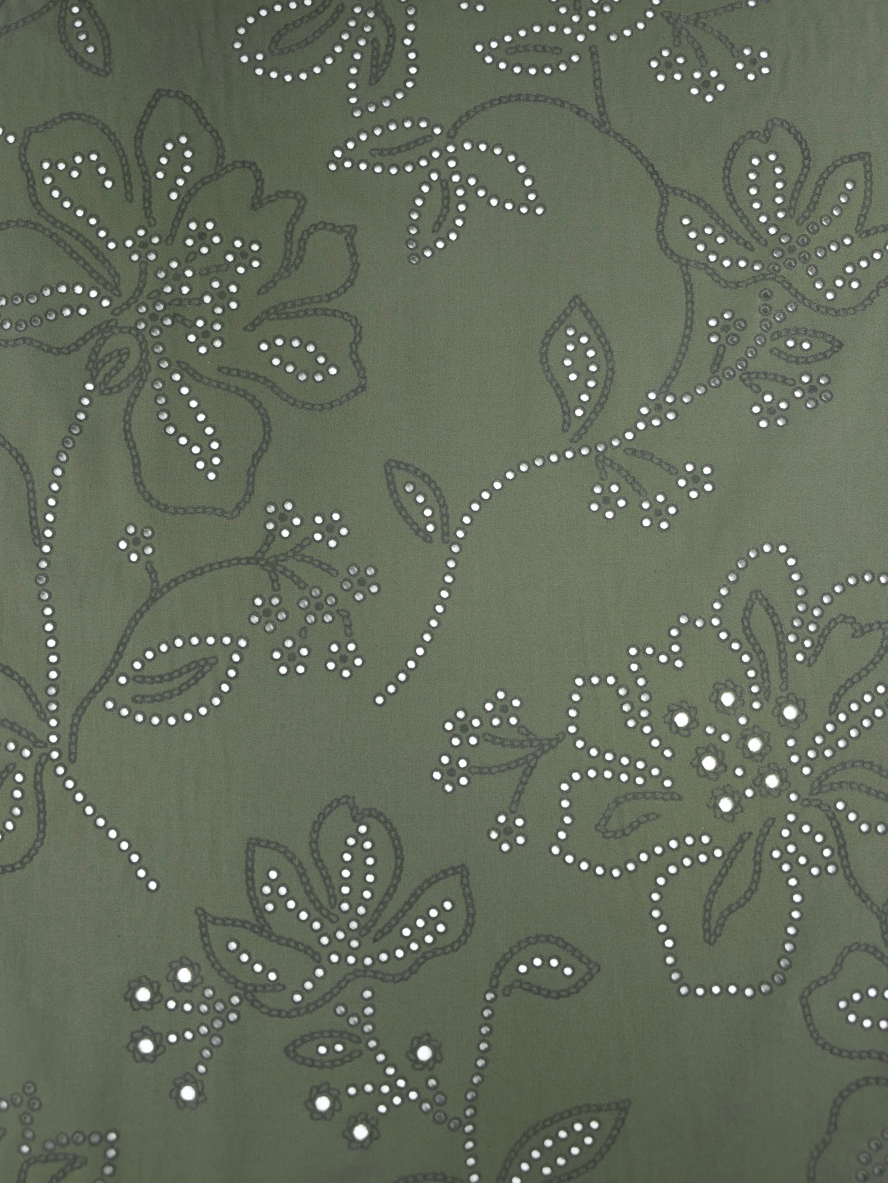 *PRE ORDER* Khaki Floral Laser Cut Cotton