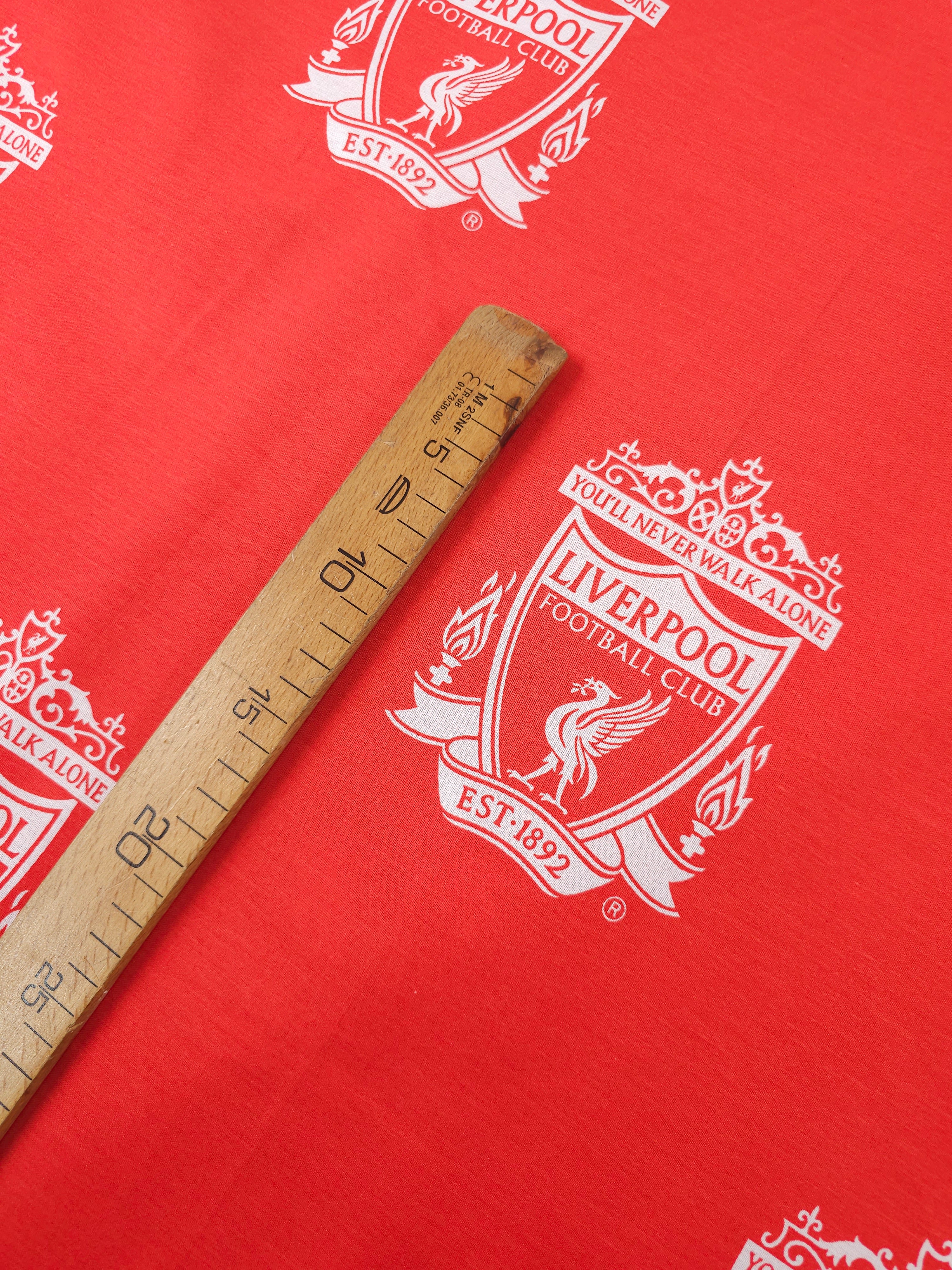 Red/White Liverpool FC Emblem 100% Cotton Football Fabric 106" *EXTRA WIDE*