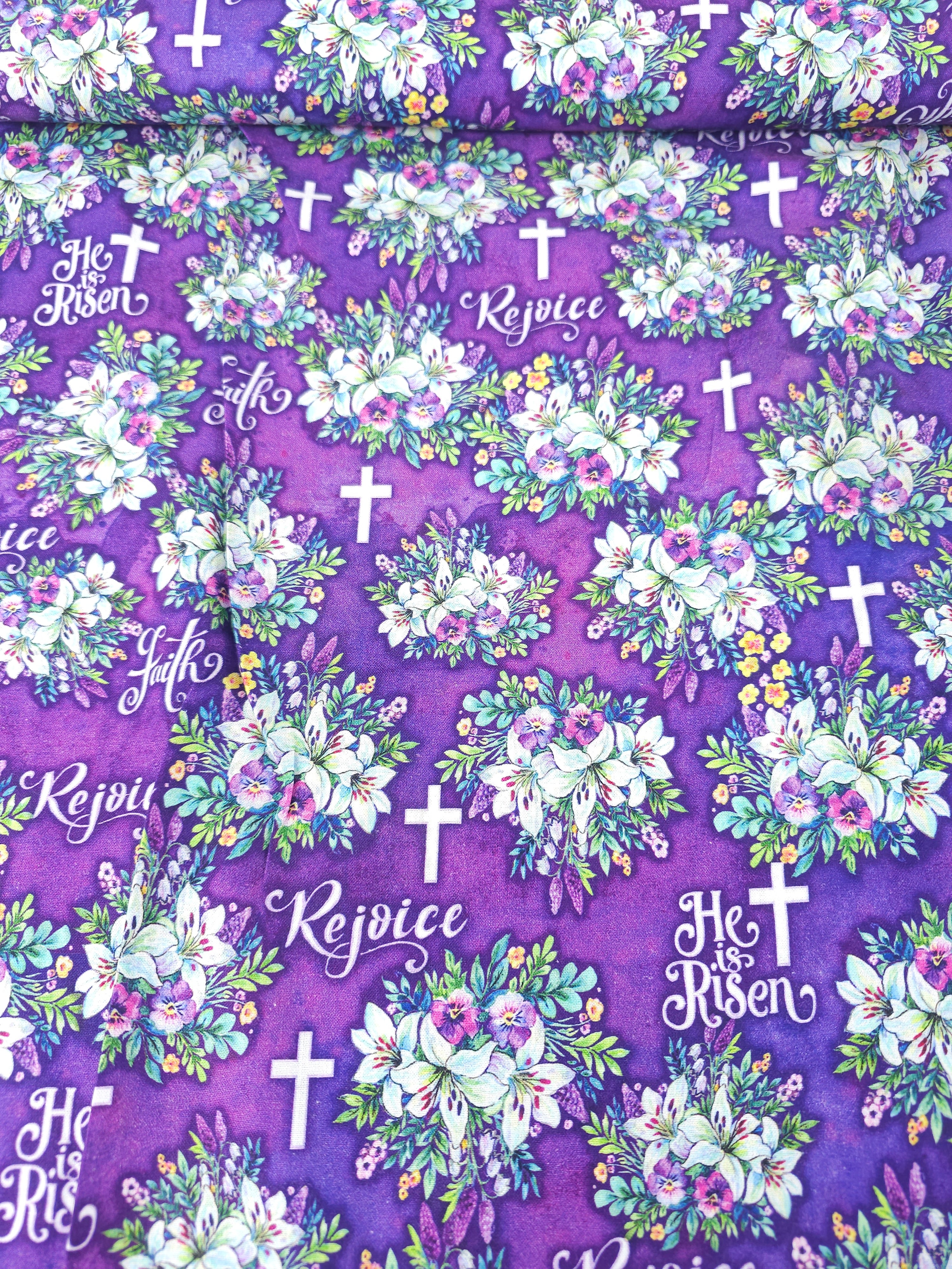 Purple Floral Rejoice 100% Cotton
