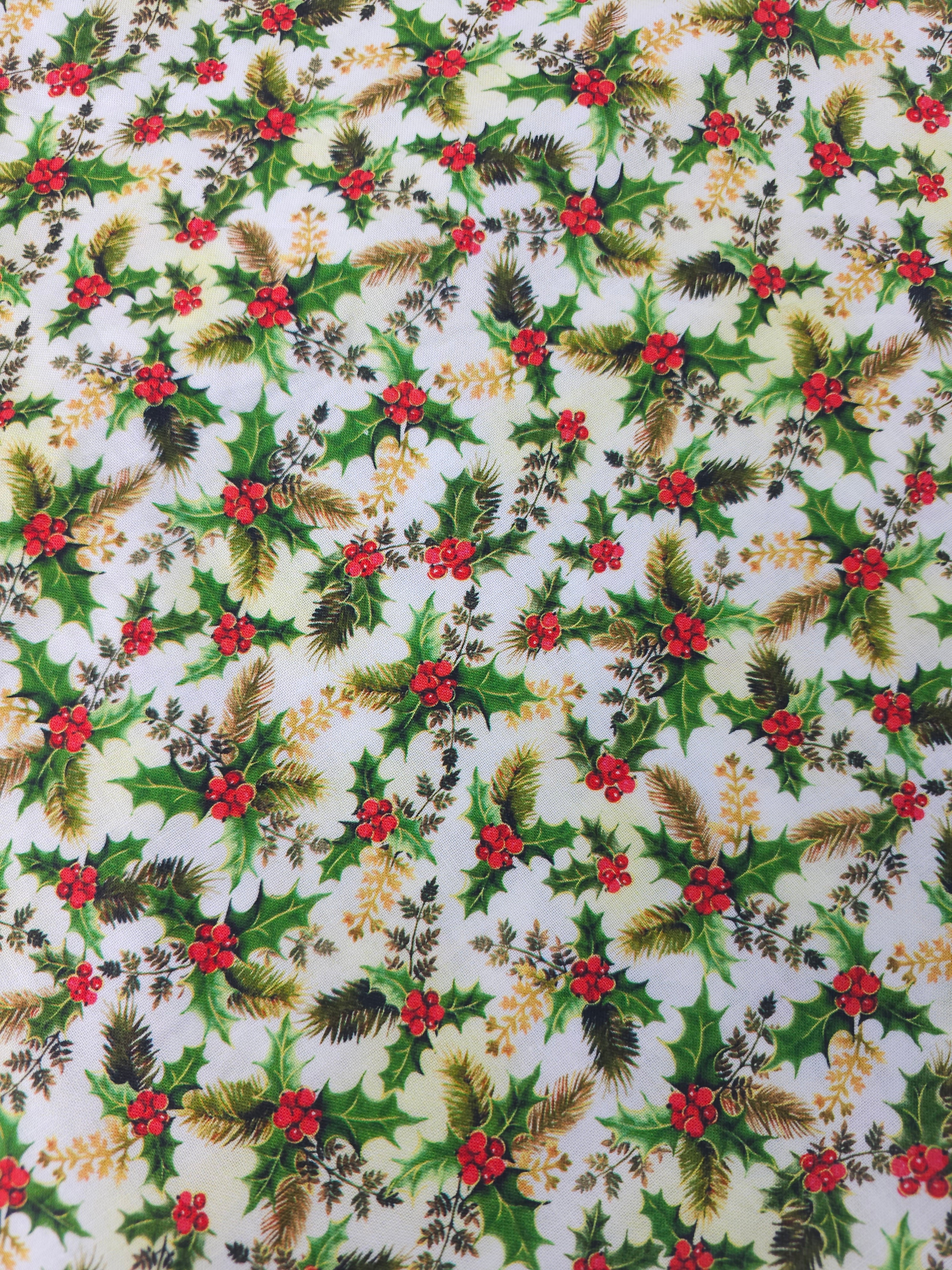 White holly leaf Cotton- 1.7m piece