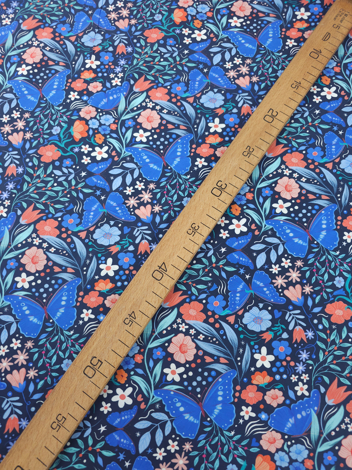 Blue/Red Butterfly Blooms Lightweight Cotton 57"