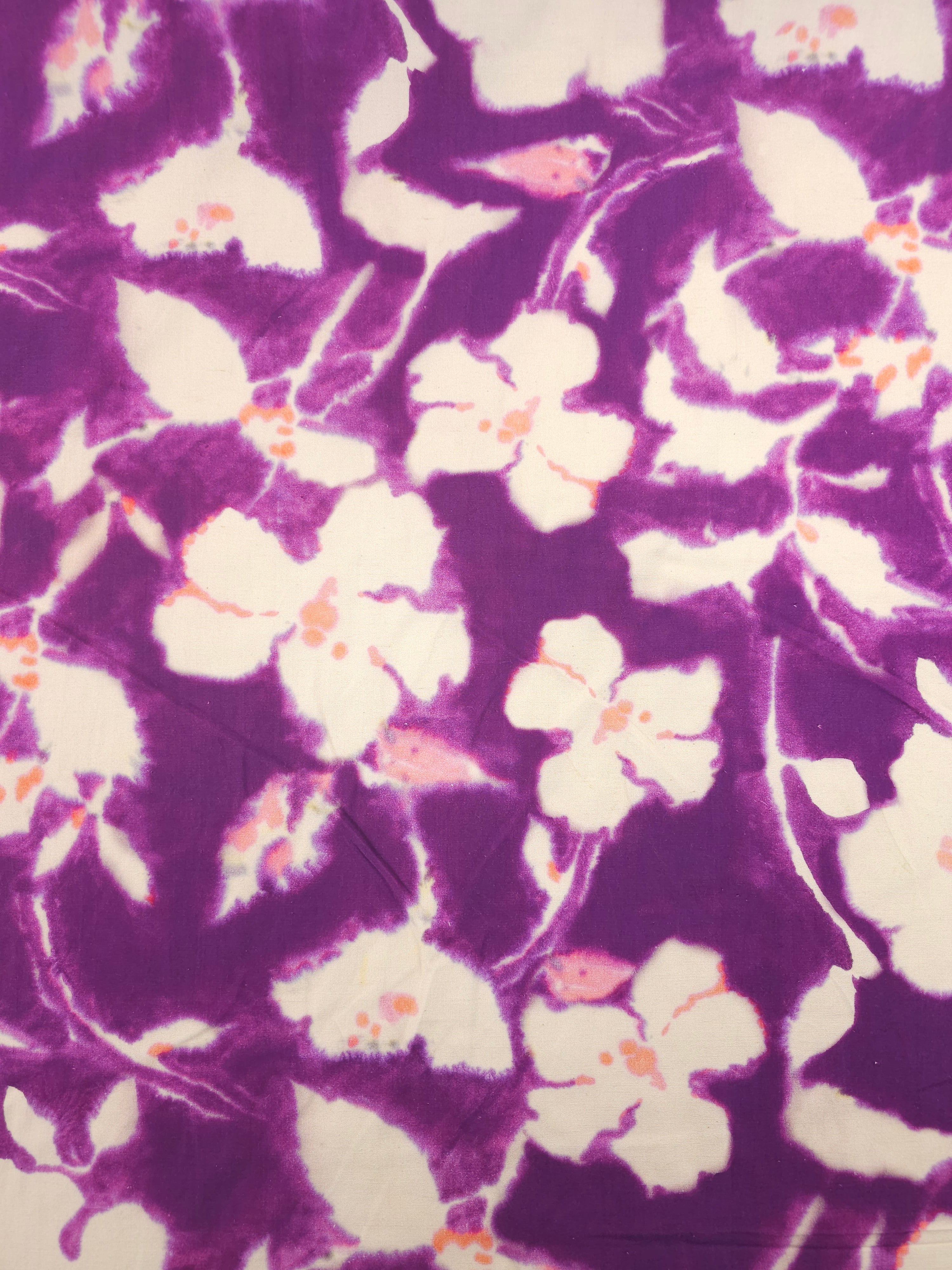 Purple/Cream Blur Flower Cotton