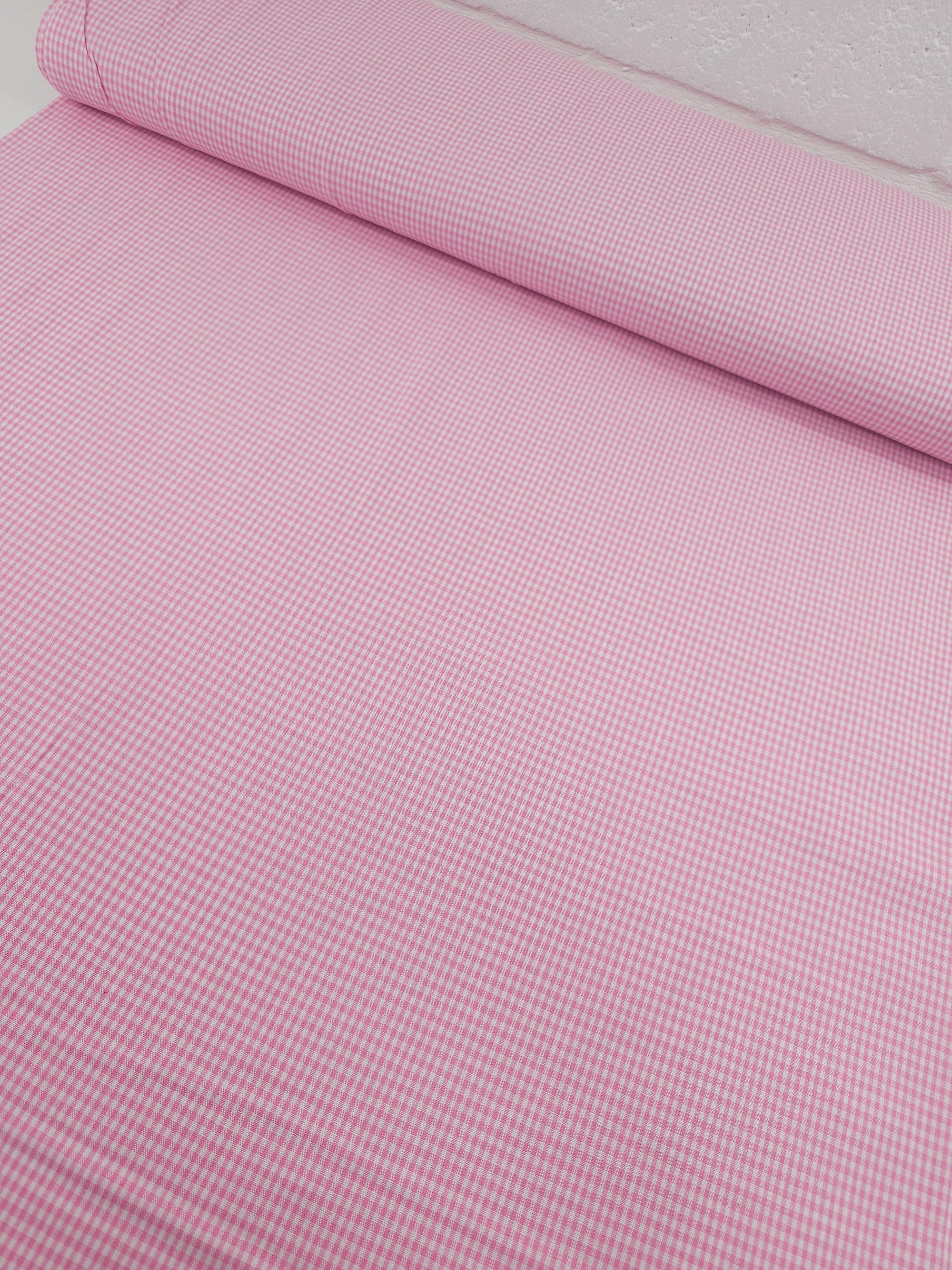 Pink Mini Gingham 100% Cotton 55"