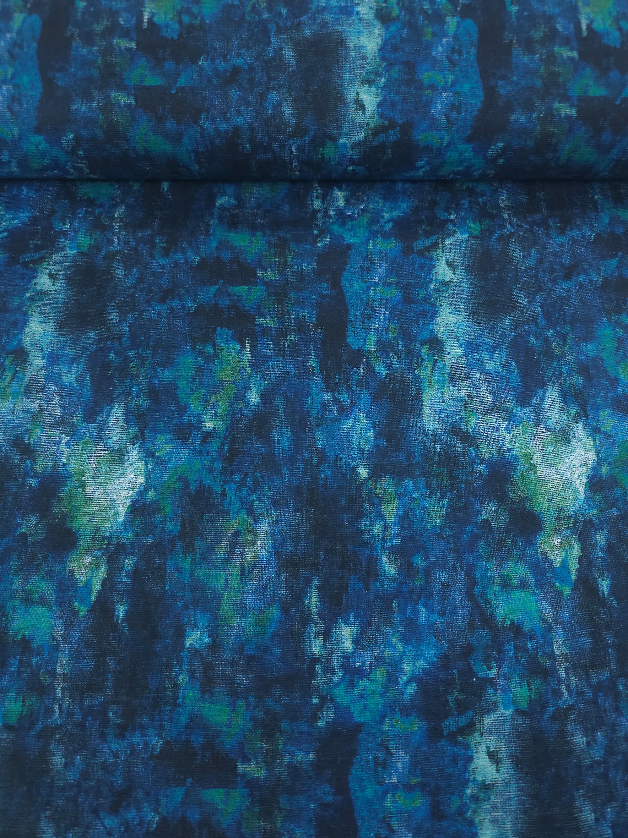 Petrol Blue/Green Smudge 100% Cotton