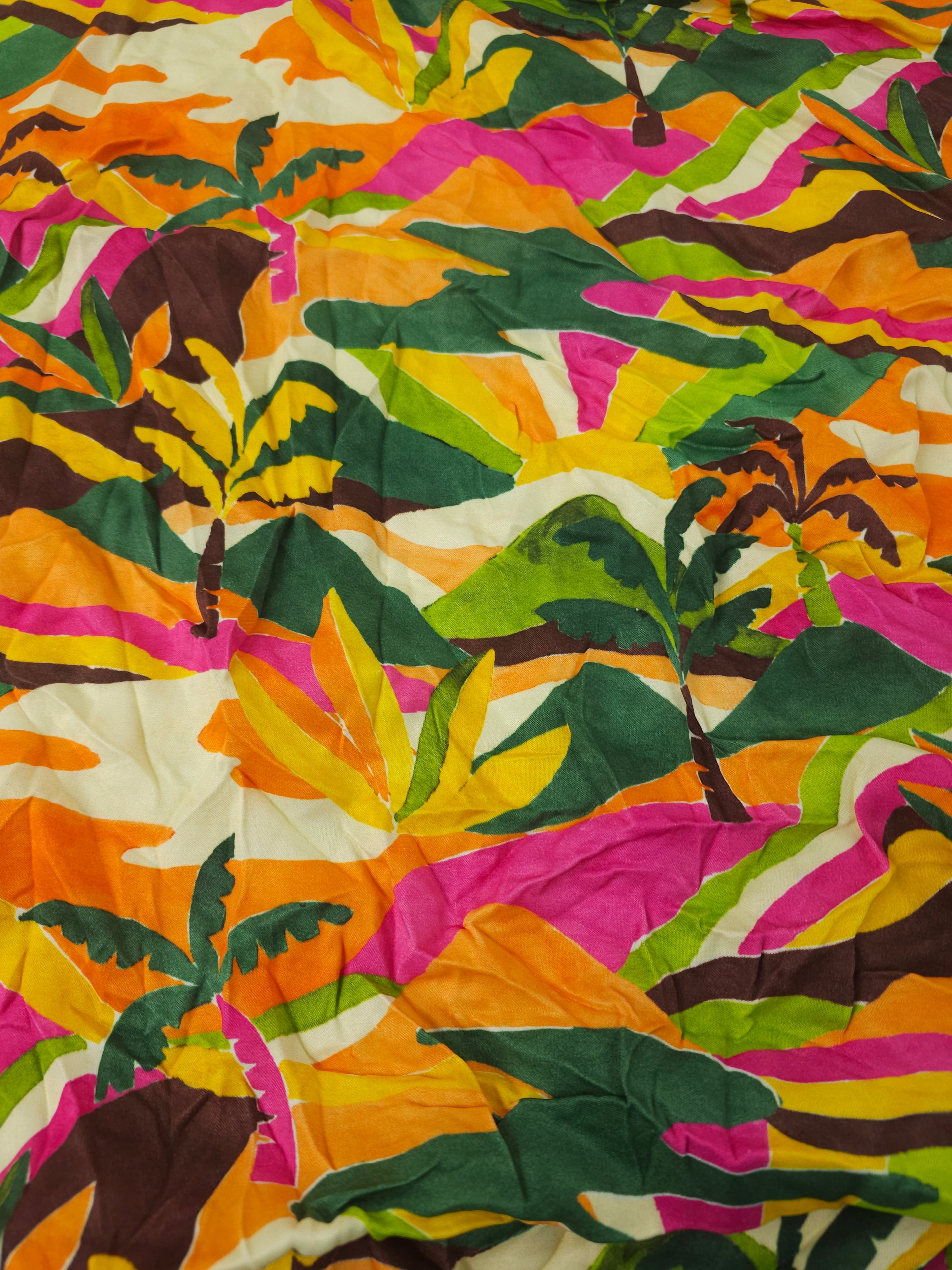 Tropical hills Viscose satin- 1m piece