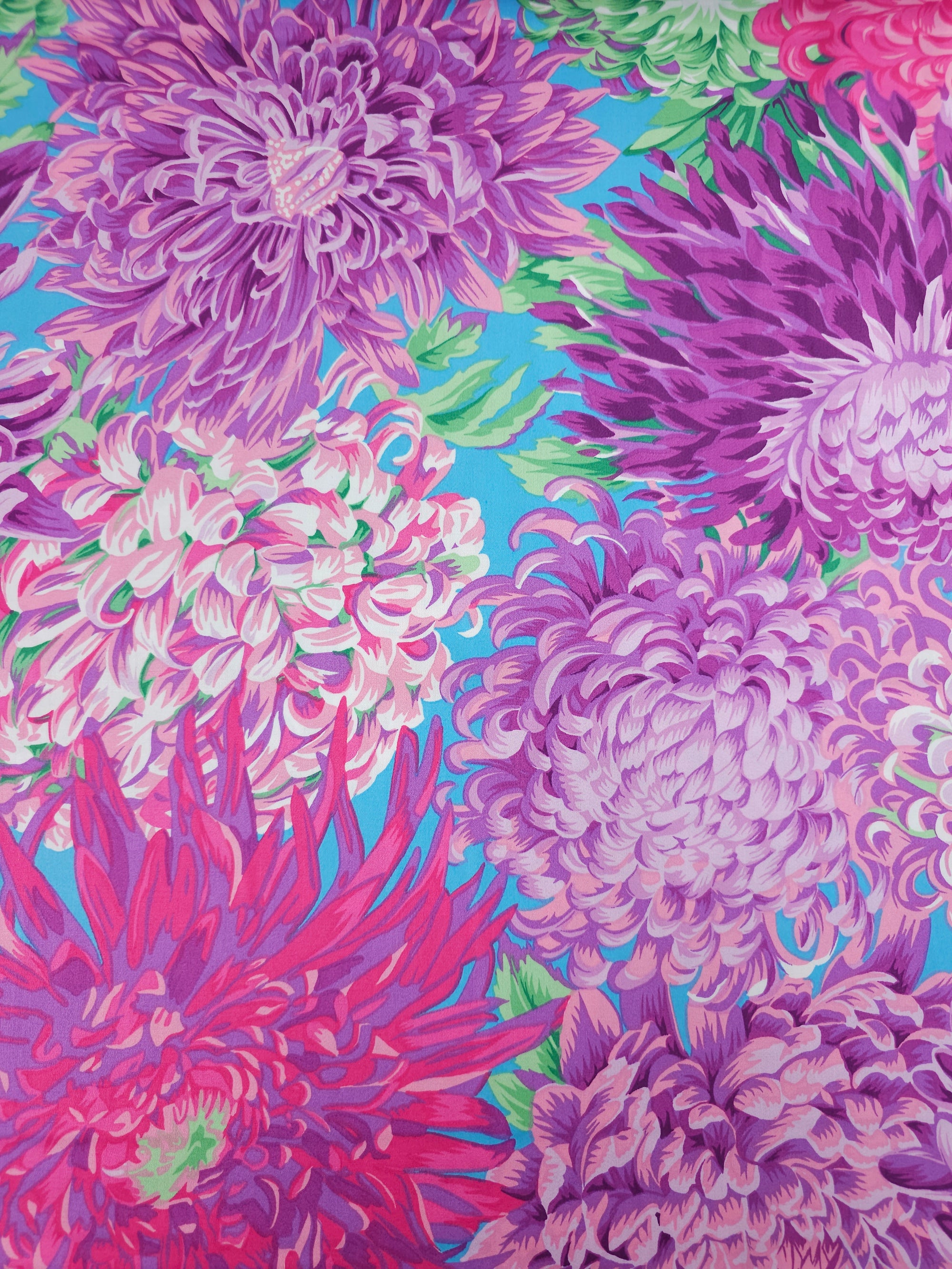 Purple/Pink Chrysanthemum Cotton Sateen 108" - Kaffe Fassett *EXTRA WIDE*