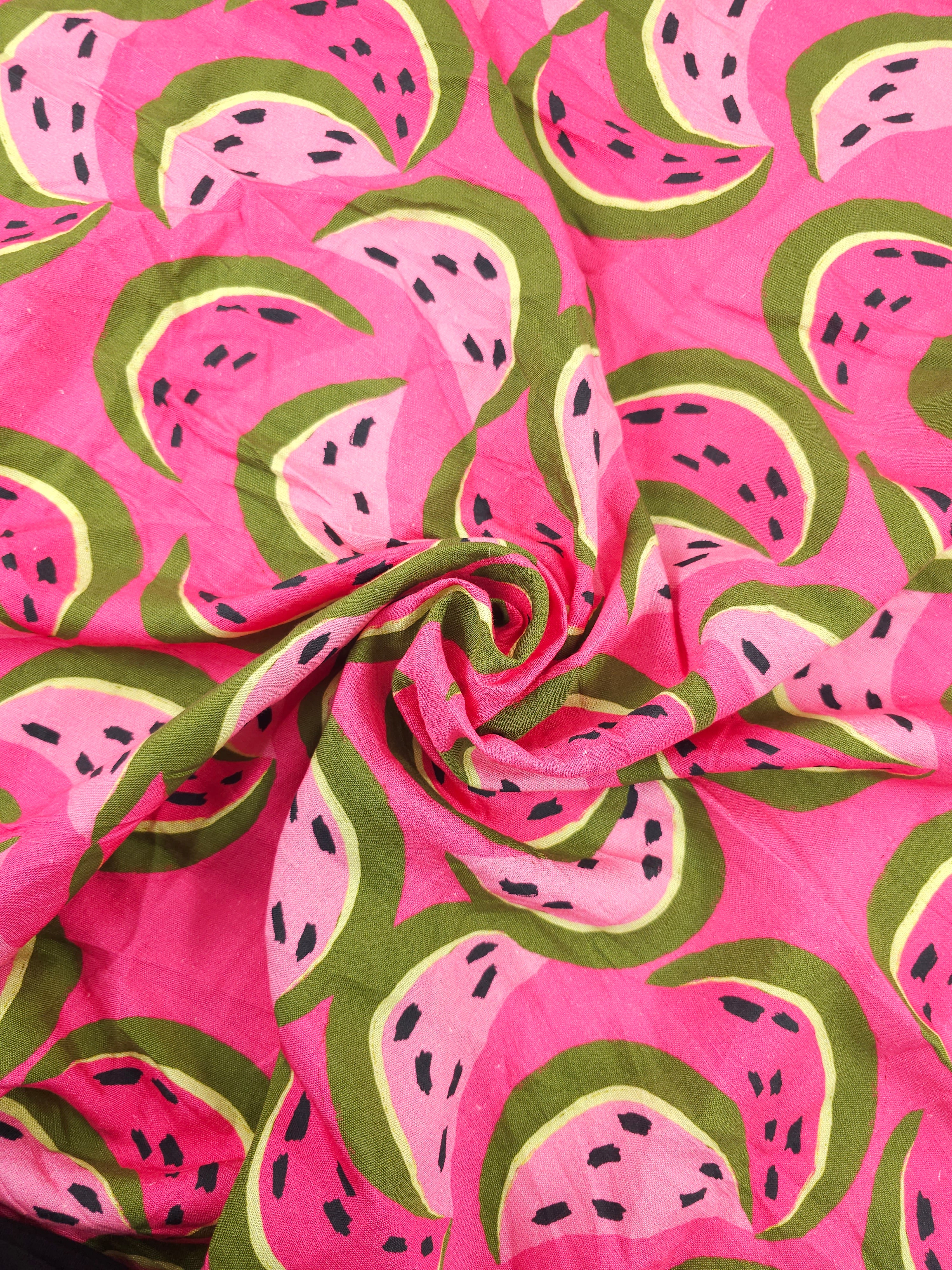Pink Watermelon Viscose Linen