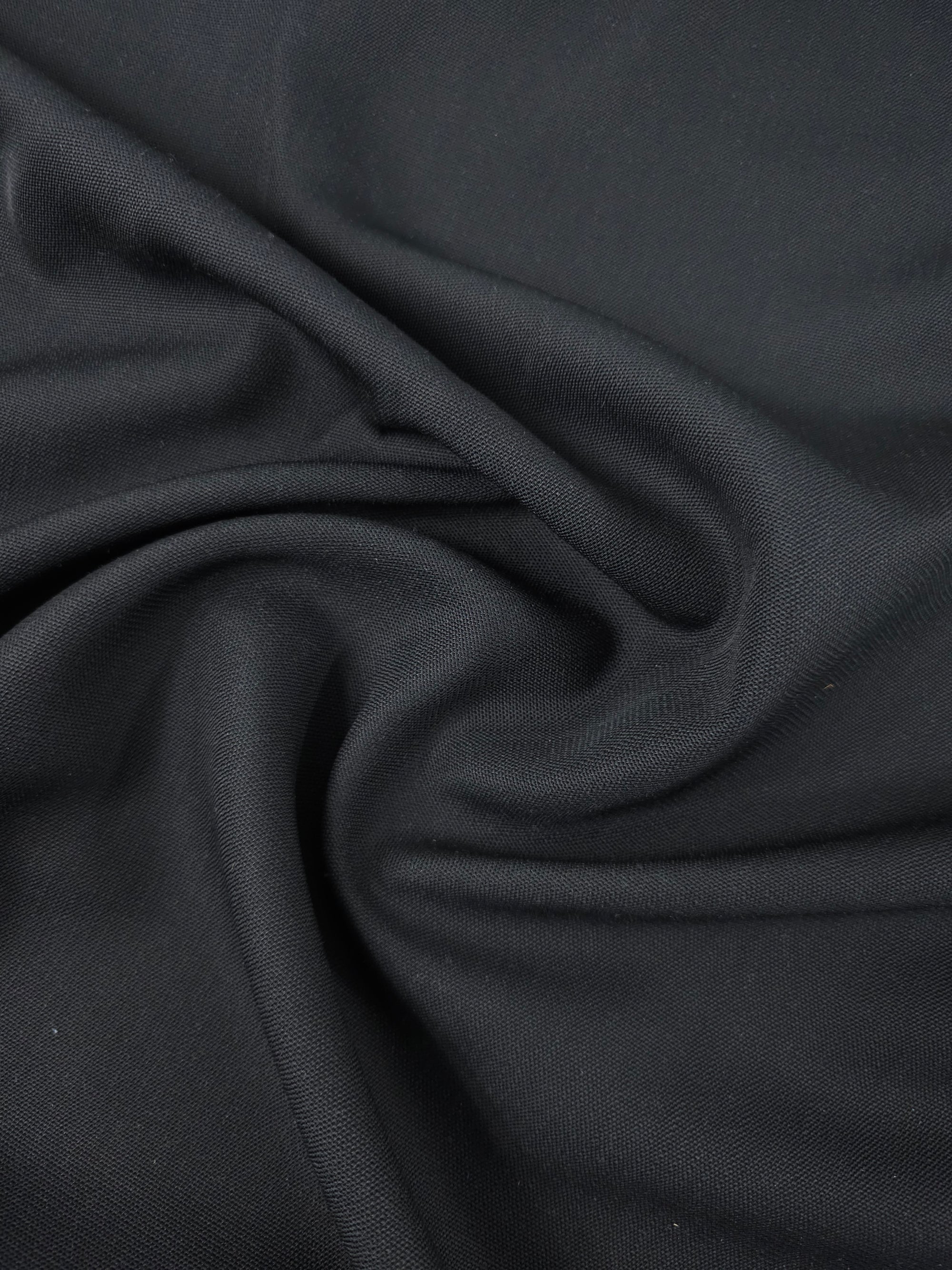 Black Pique Poly Wool Suiting
