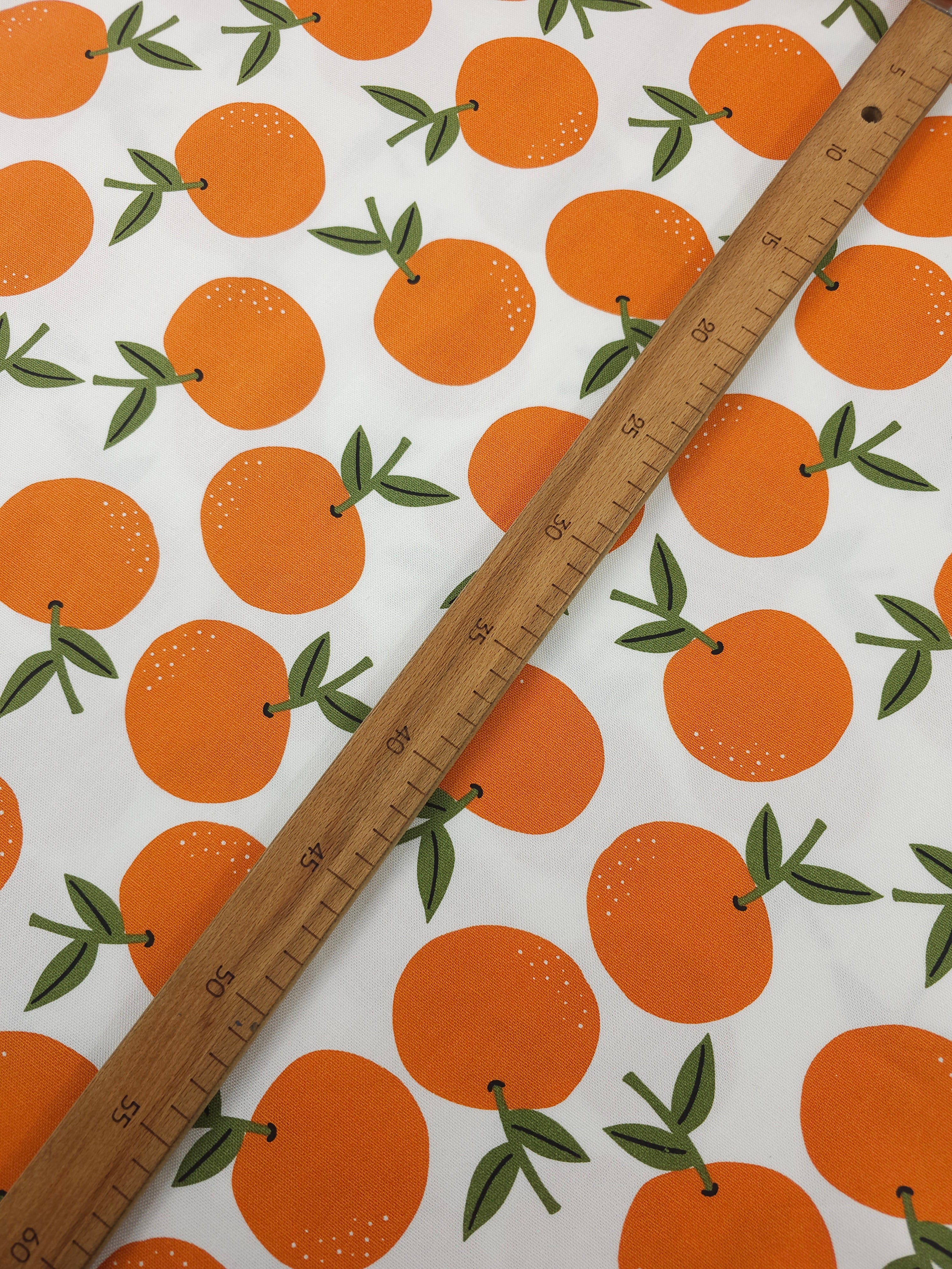 Oranges On White Lightweight Canvas Cotton