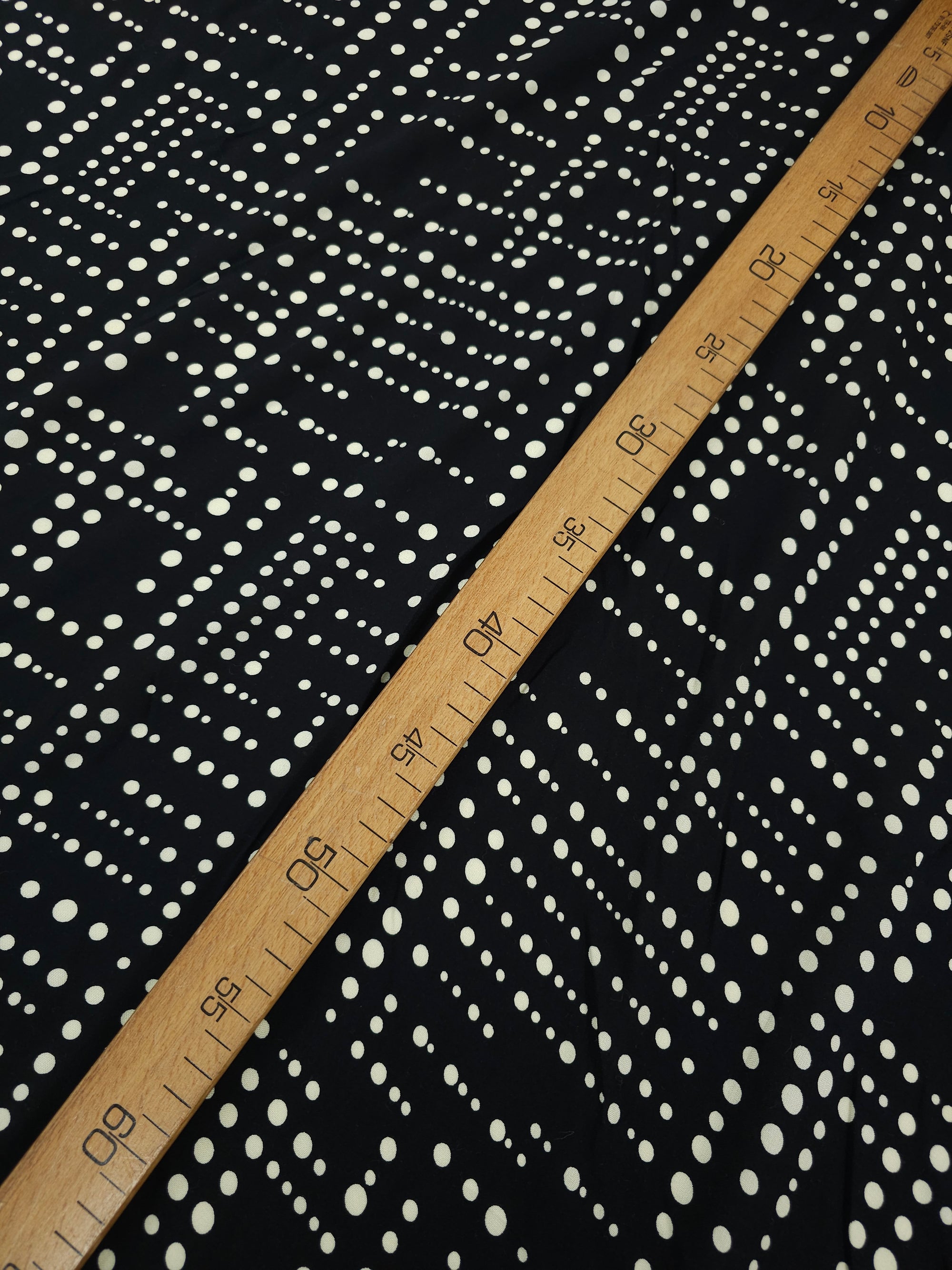 Black/Ivory Irregular Polka Maze Viscose Challis