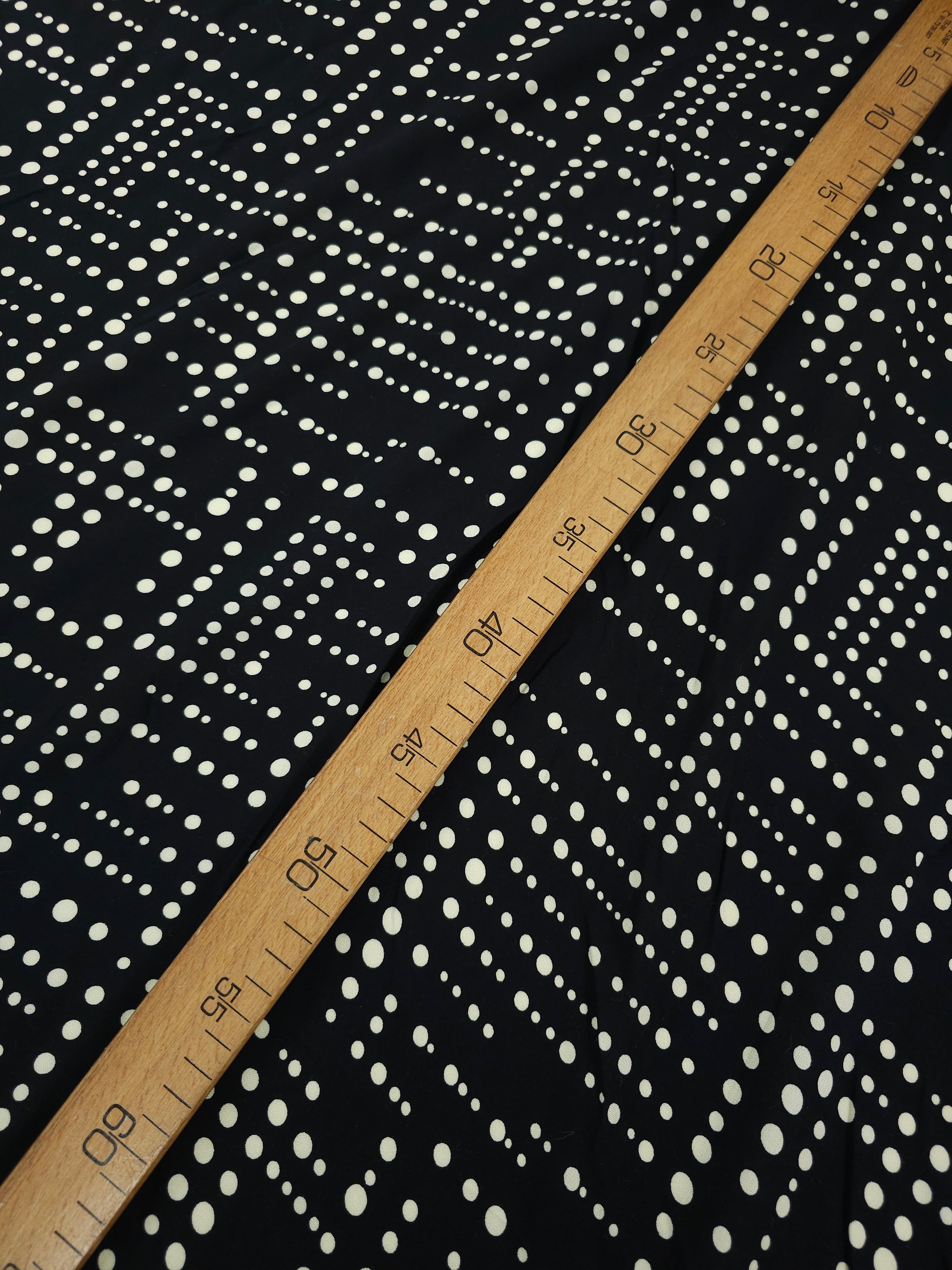 Black/Ivory Irregular Polka Maze Viscose Challis