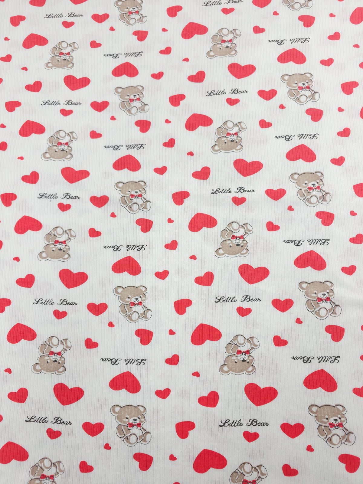 Red love bear Tubular Ribbing (Various sizes)