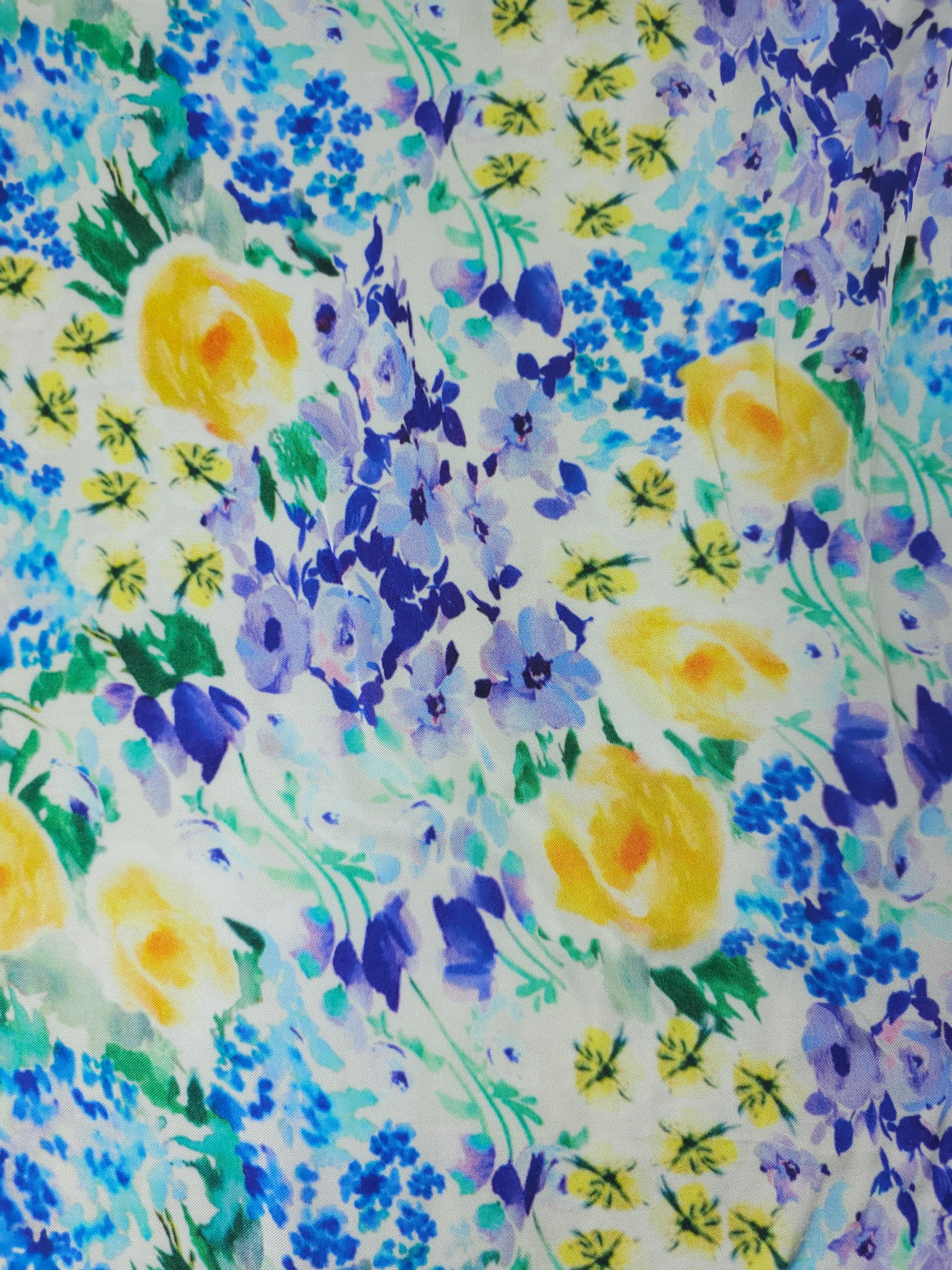 Rose Floral Meadow Viscose Satin