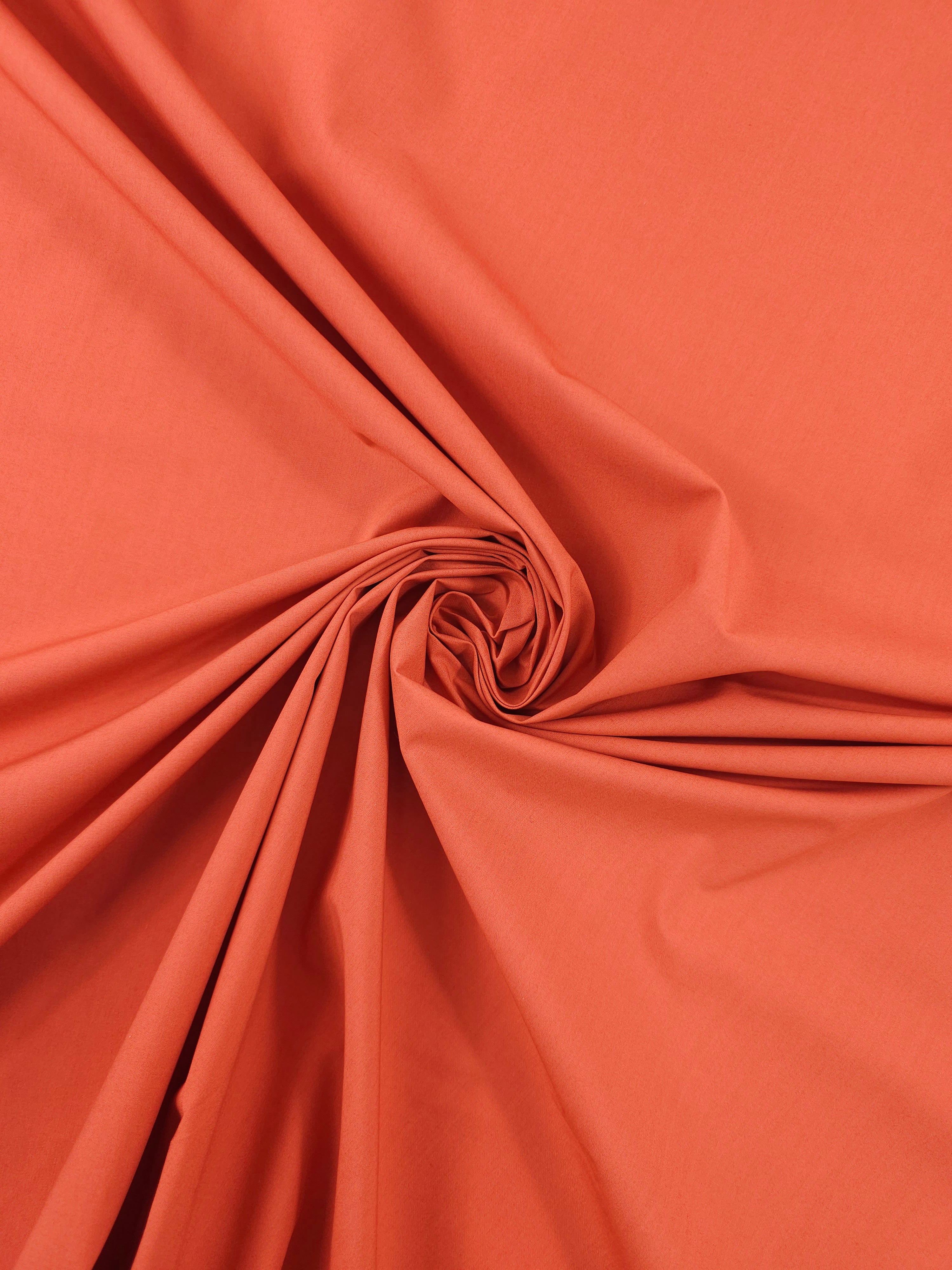 Orangey Red Cotton Poplin