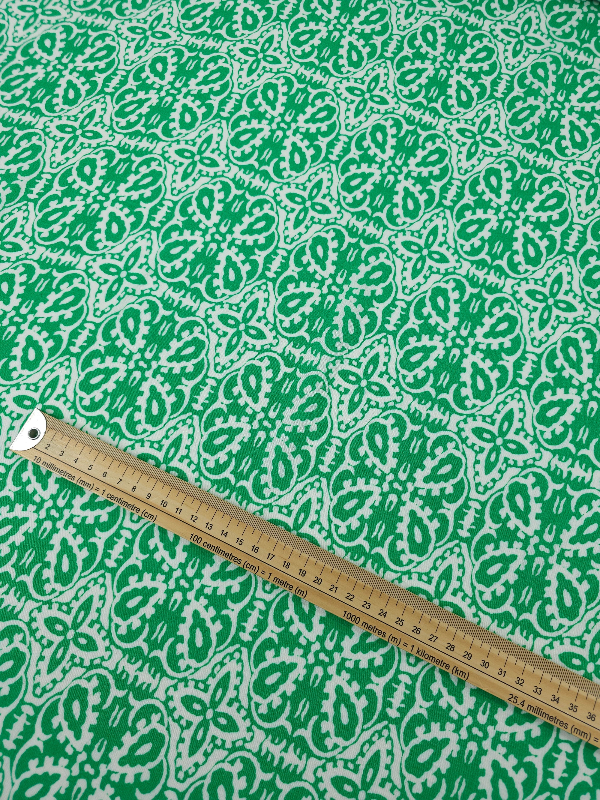 Light Green Damask Viscose Crepe