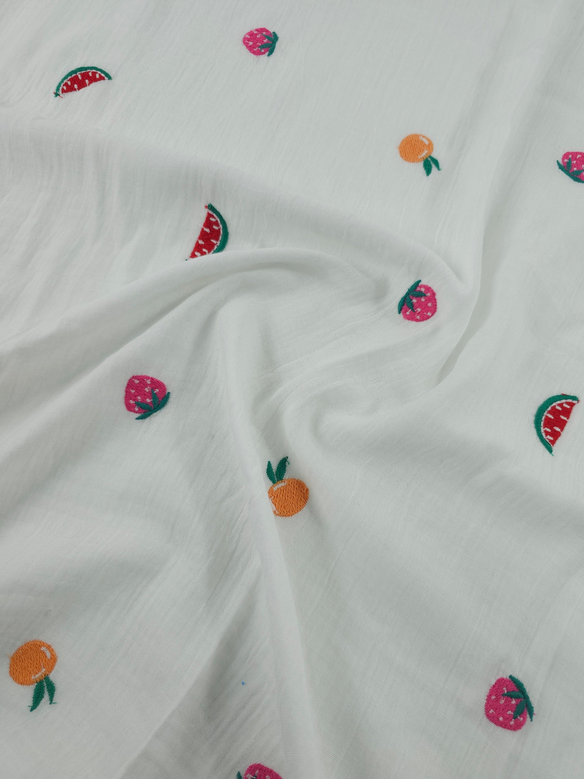 Summer Fruits Double Gauze Broderie Anglaise