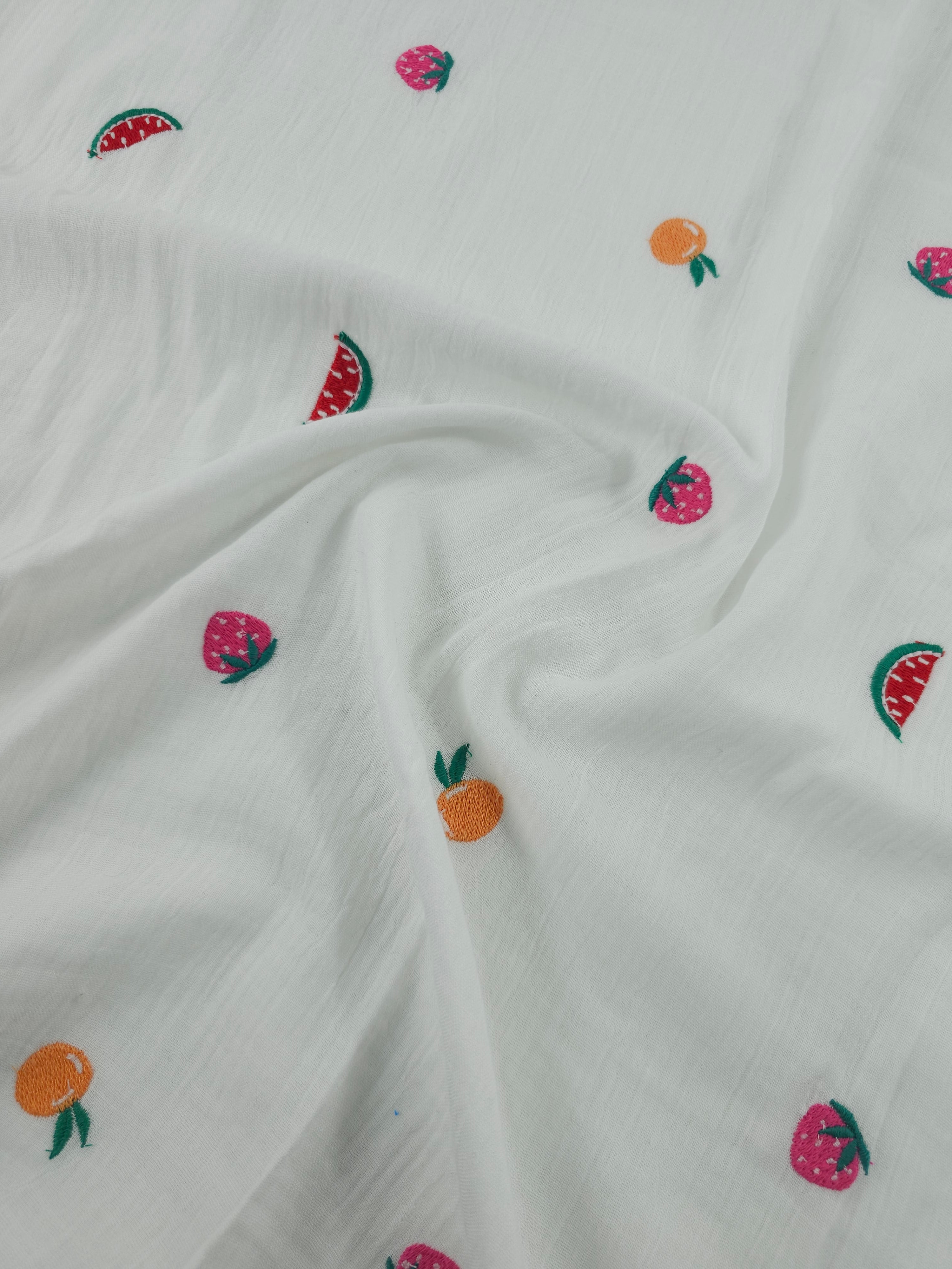 Summer Fruits Double Gauze Broderie Anglaise
