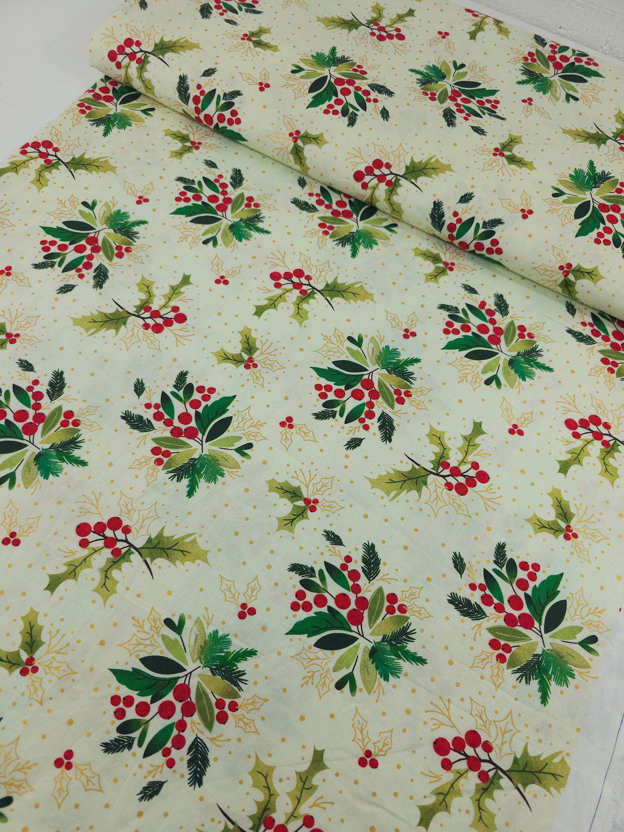 Yellow/Gold Holly Floral 100% Cotton