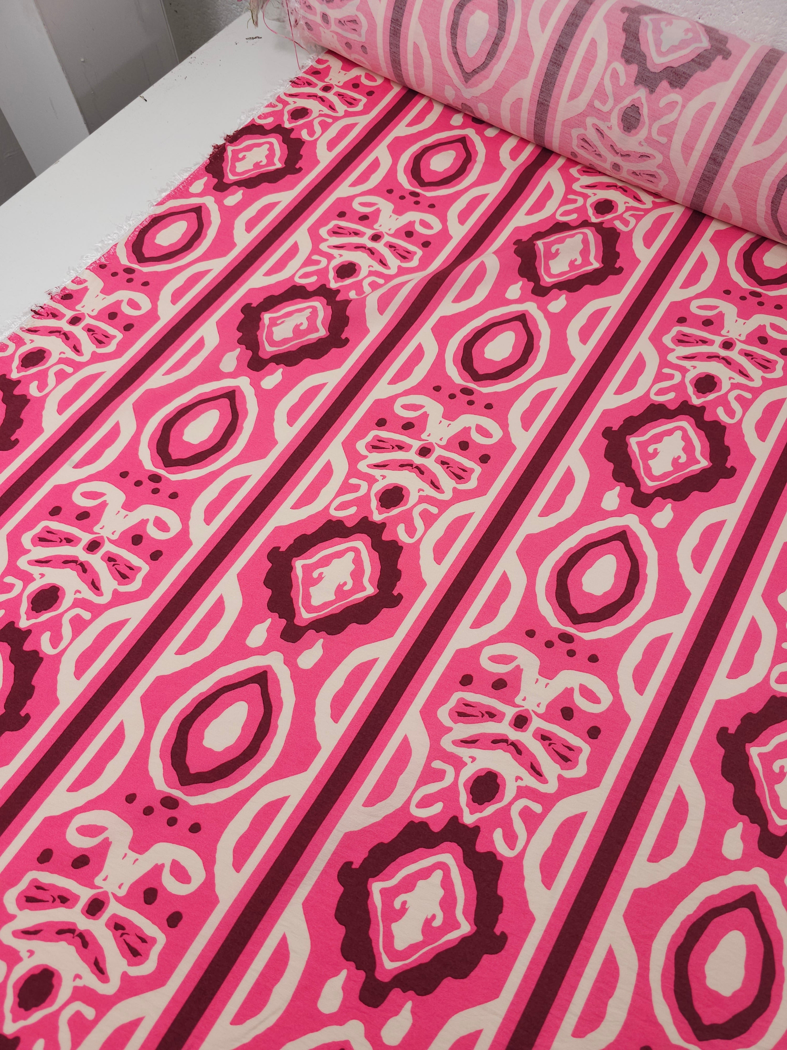 Candy Pink/Cream Damask Stripe Modal