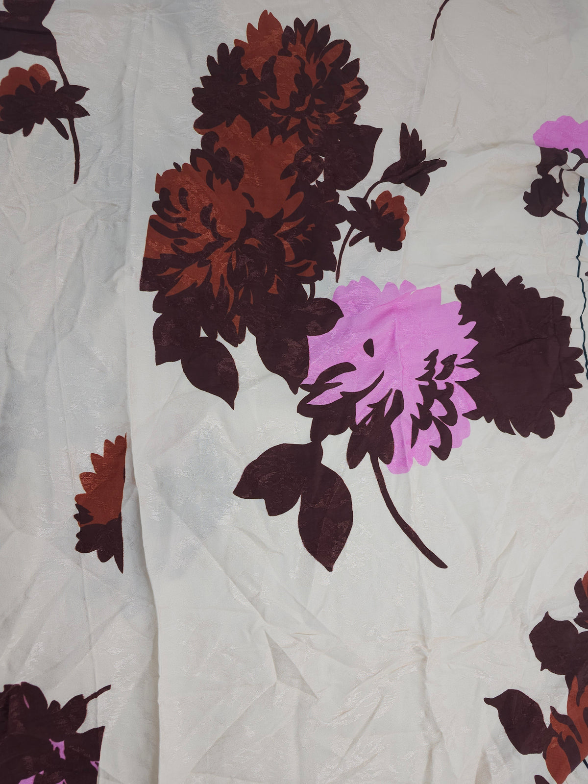 Brown pink floral large print Viscose sateen- 1.8m piece