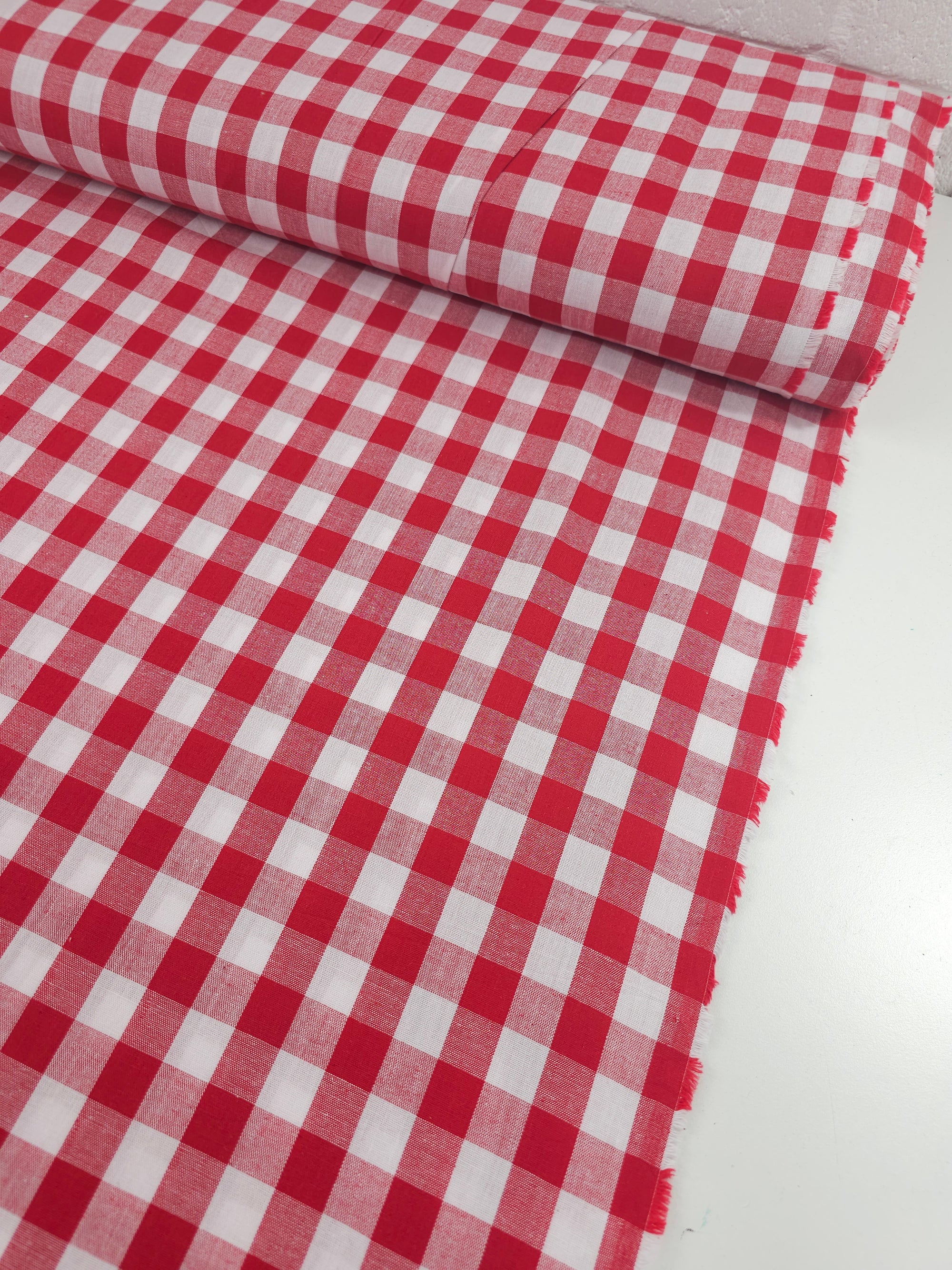 Red Big Gingham 100% Cotton 55"