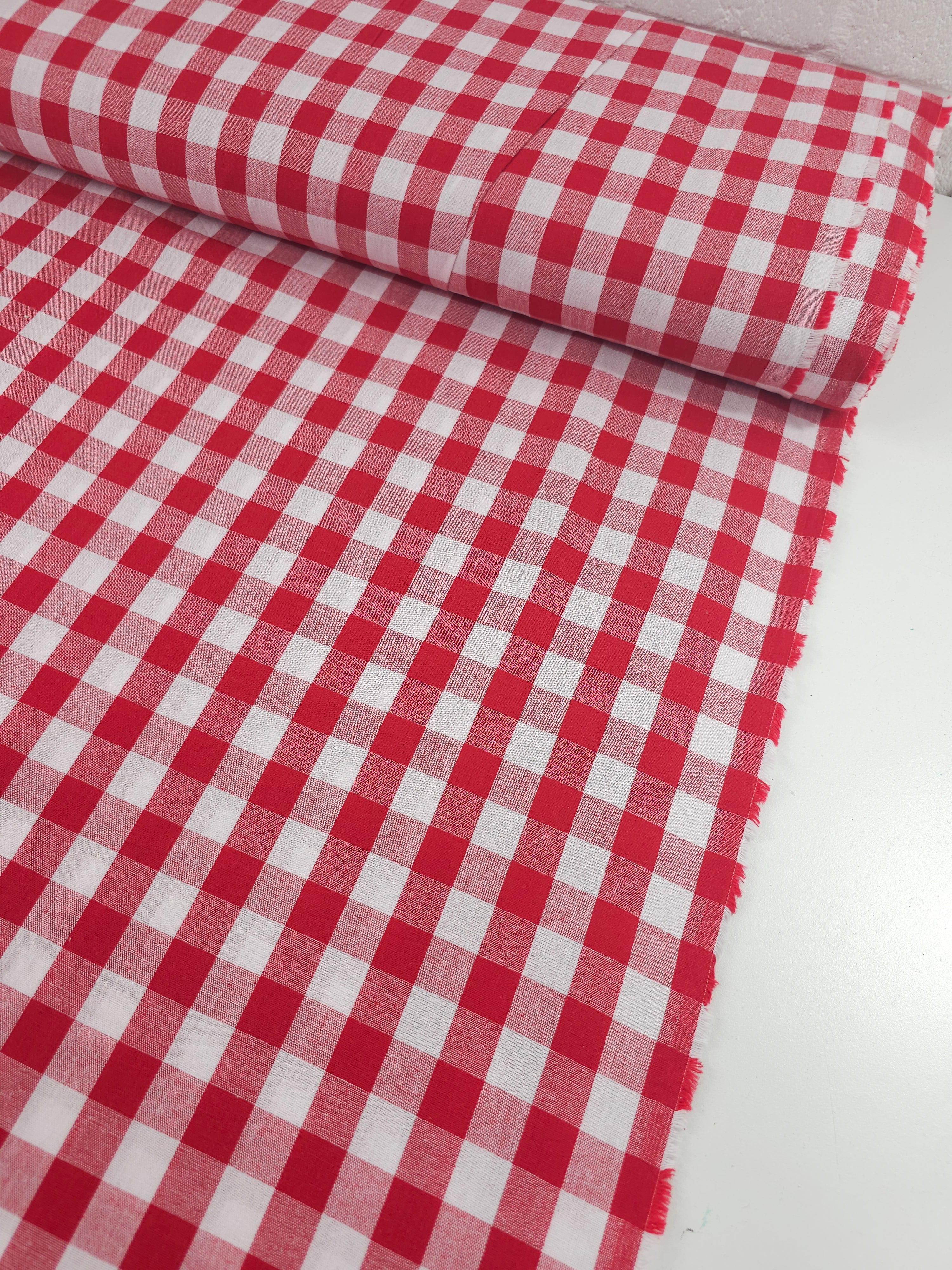 Red Big Gingham 100% Cotton 55"