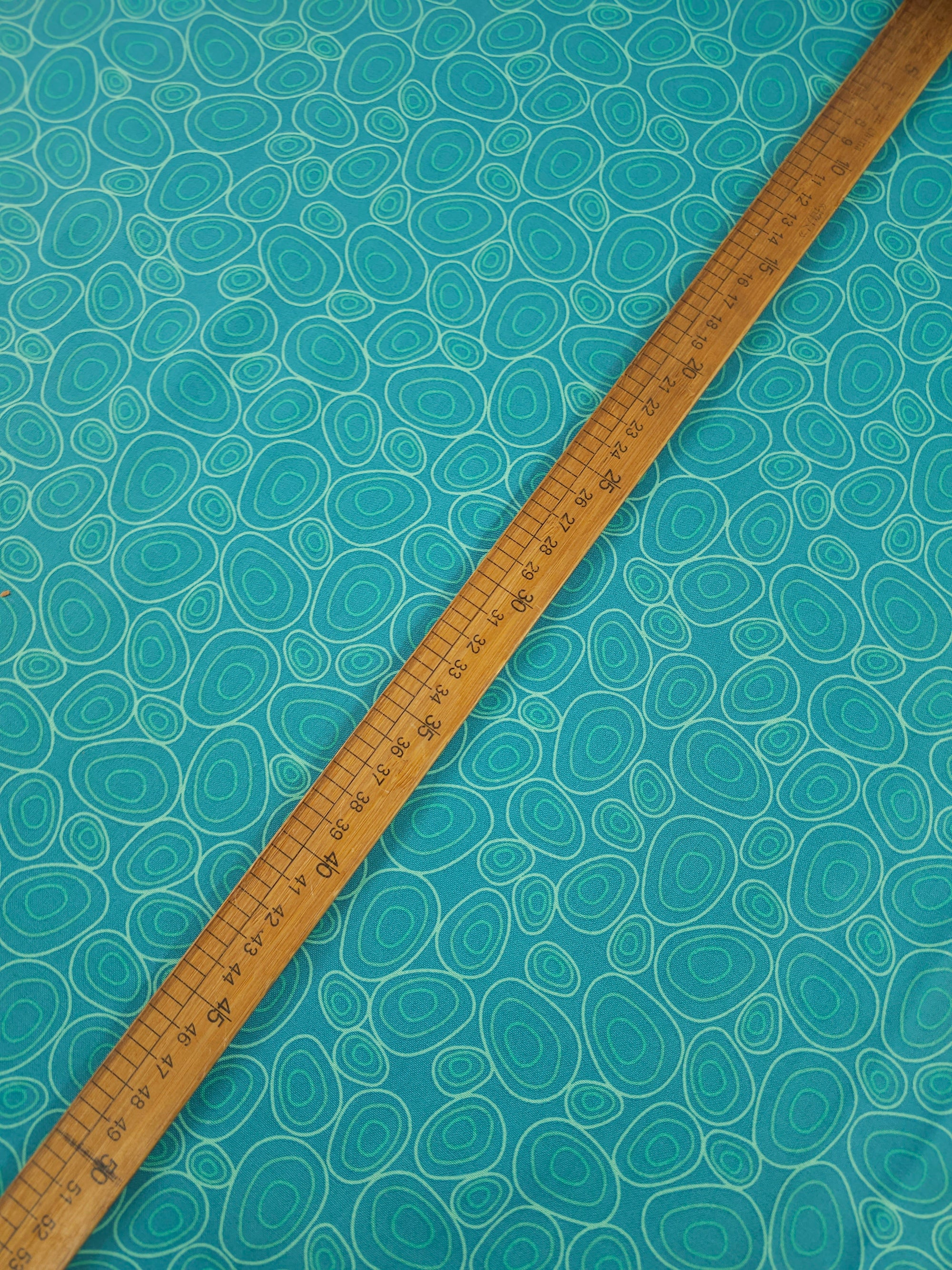 Washed Teal Abstract Pebble Doodle 100% Cotton - Benartex