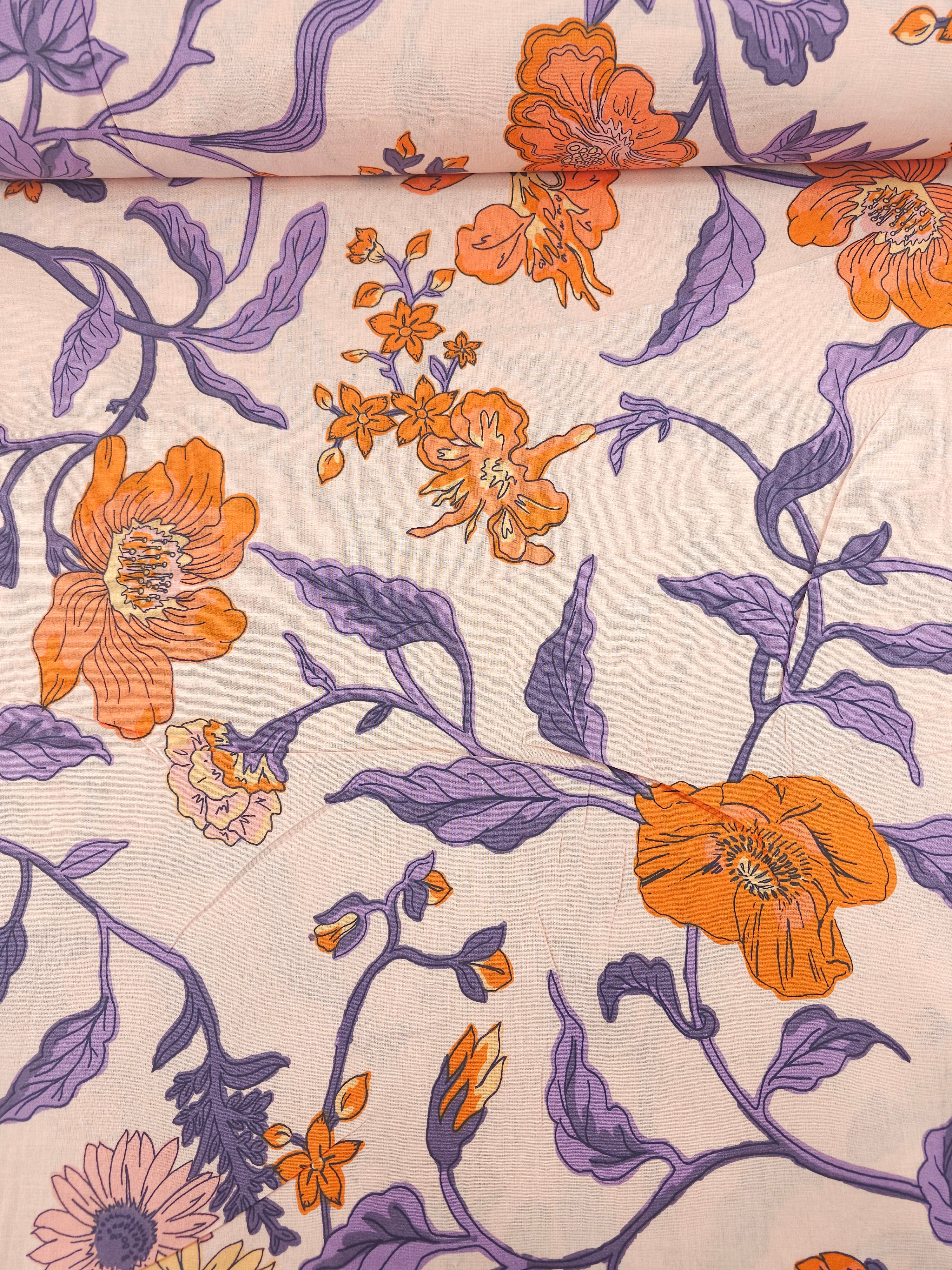 Peach Floral Vine 100% Cotton 94” - Urban Outfitters *EXTRA WIDE*
