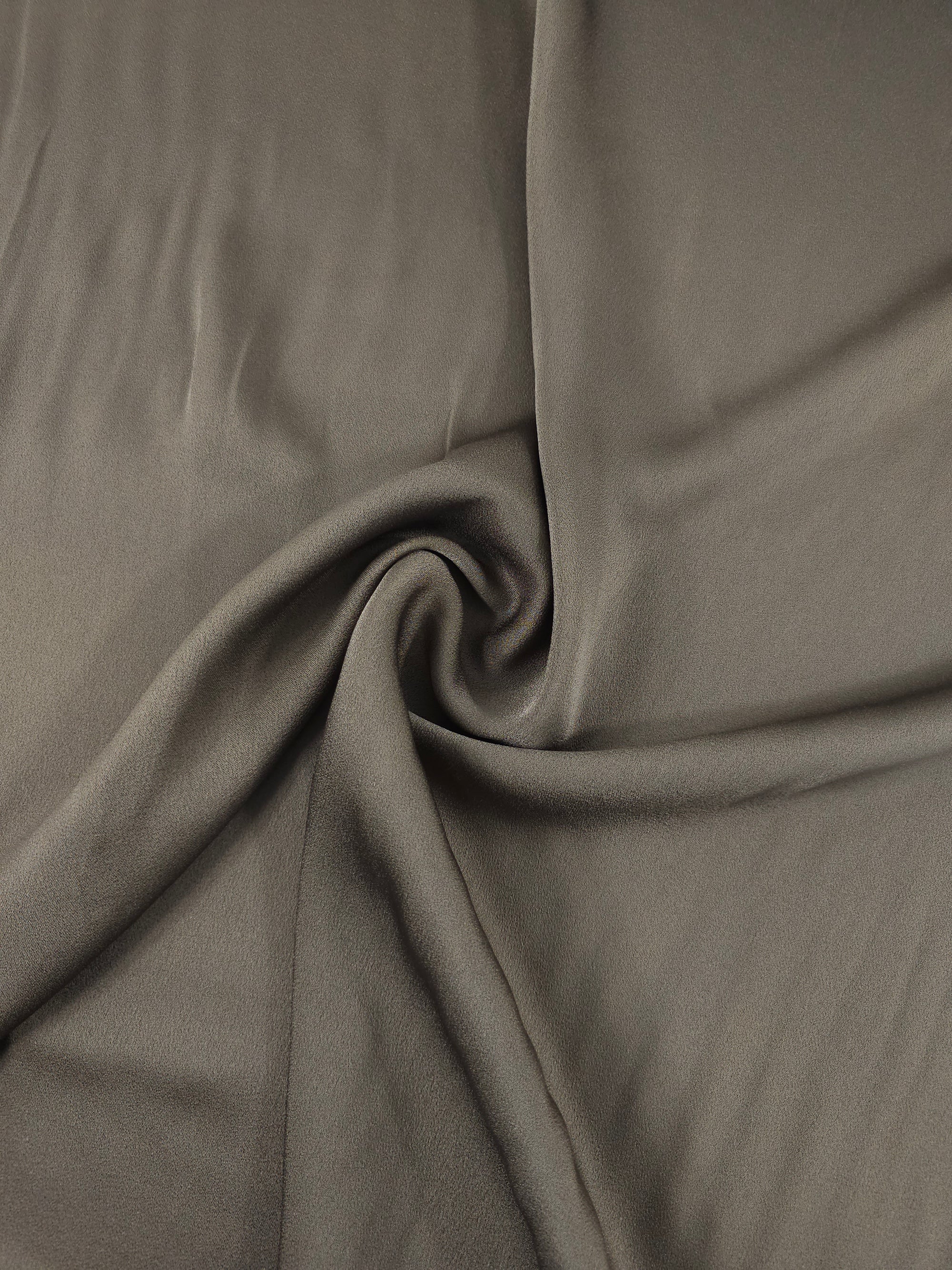 Taupe Washed Crinkle Matte Satin