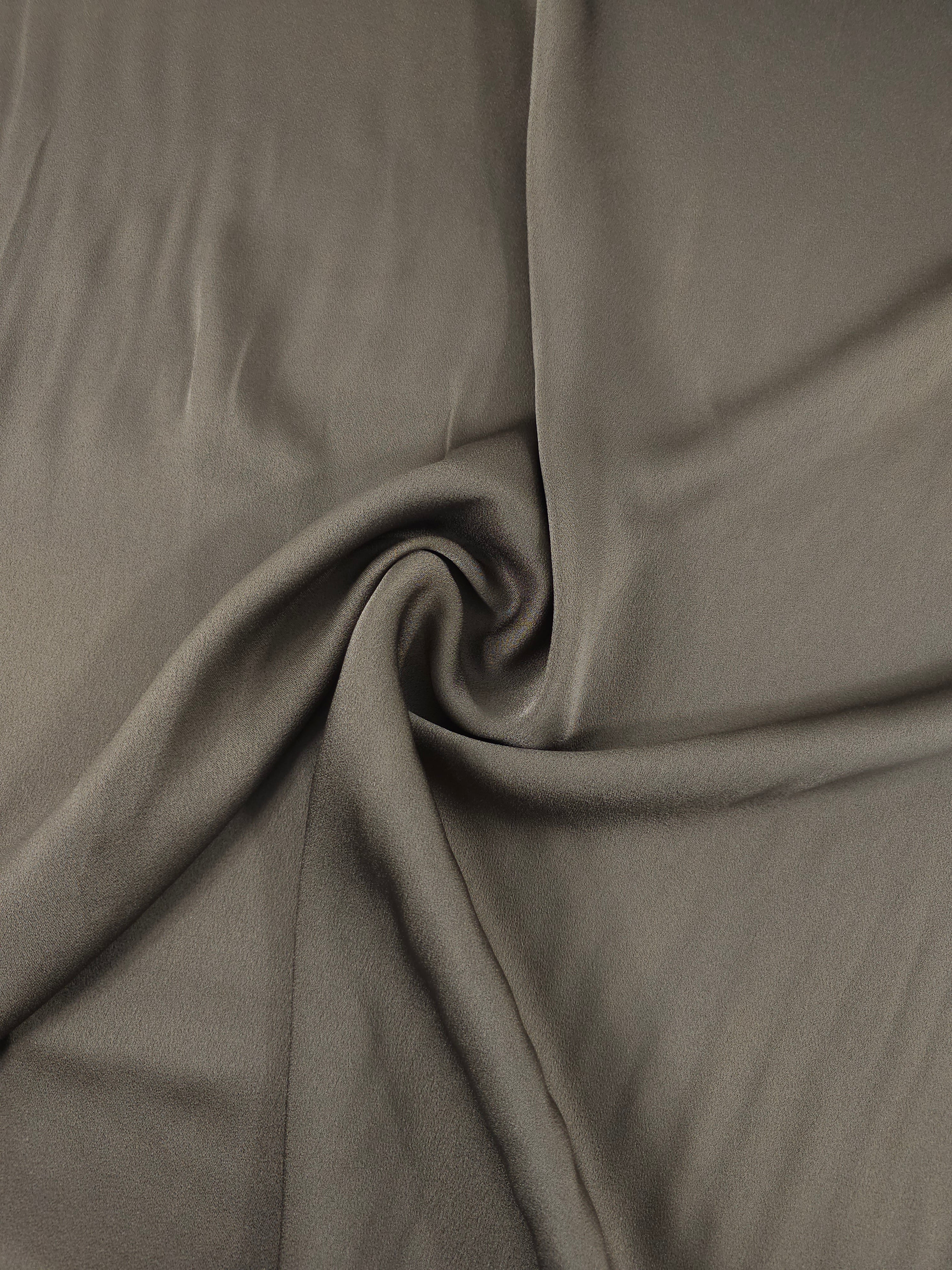 Taupe Washed Crinkle Matte Satin