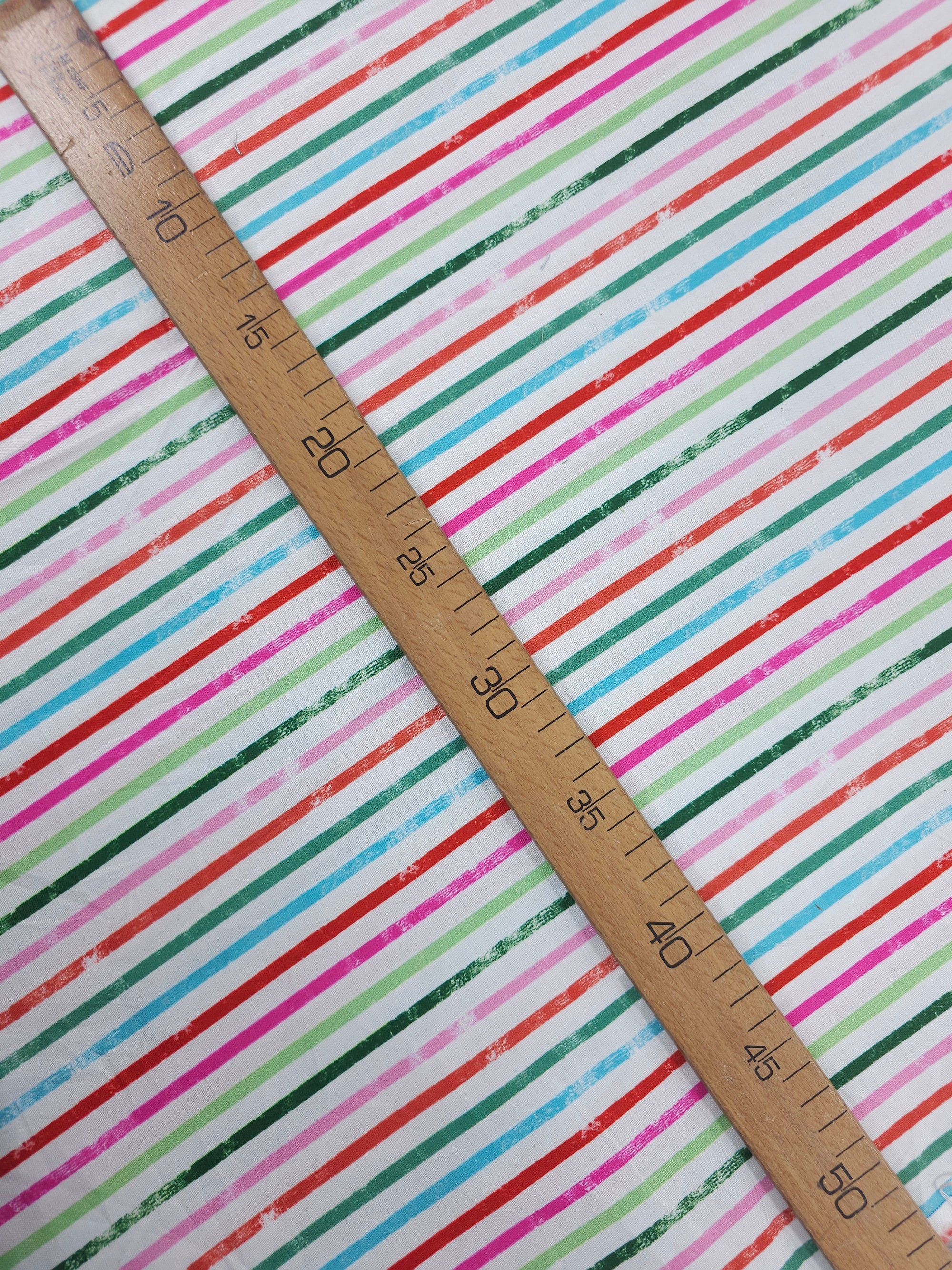 White/Multi Static Stripe 100% Cotton
