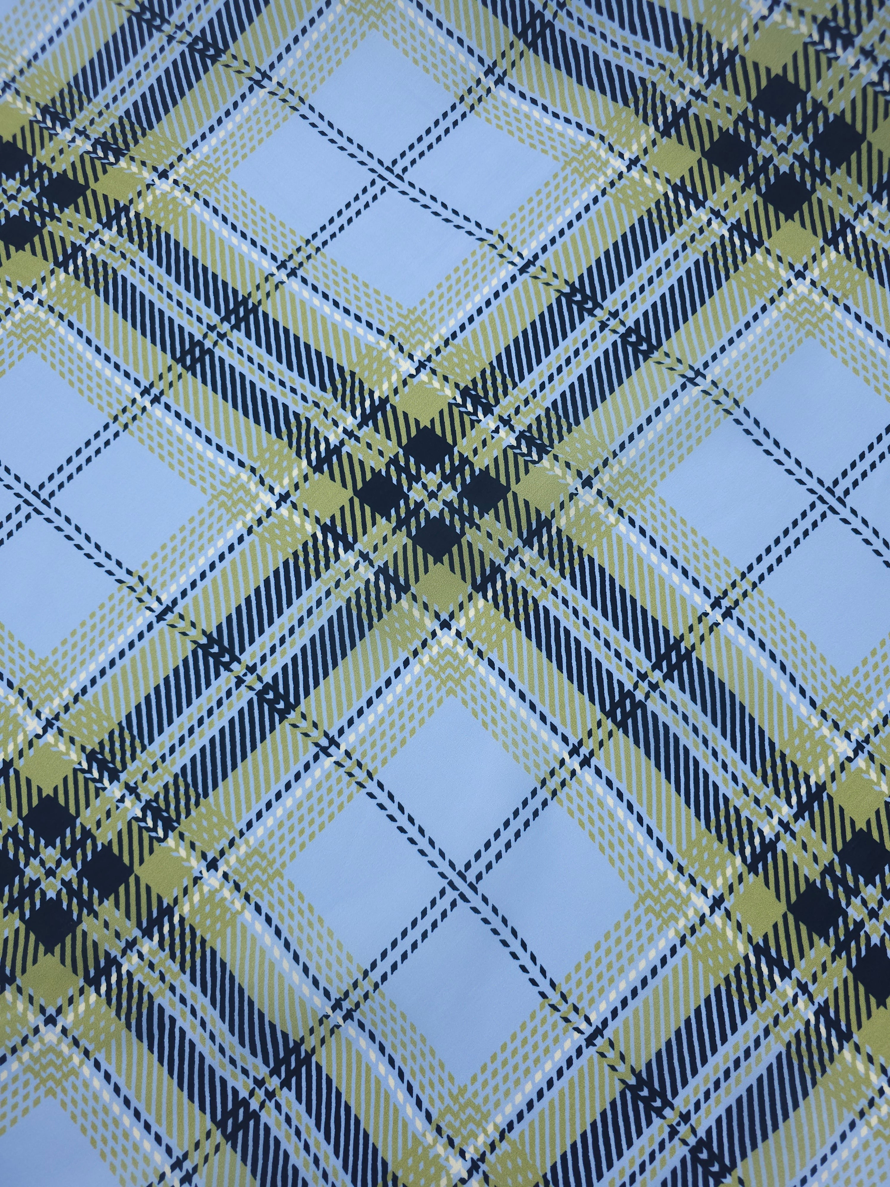Baby Blue Tartan Cupro