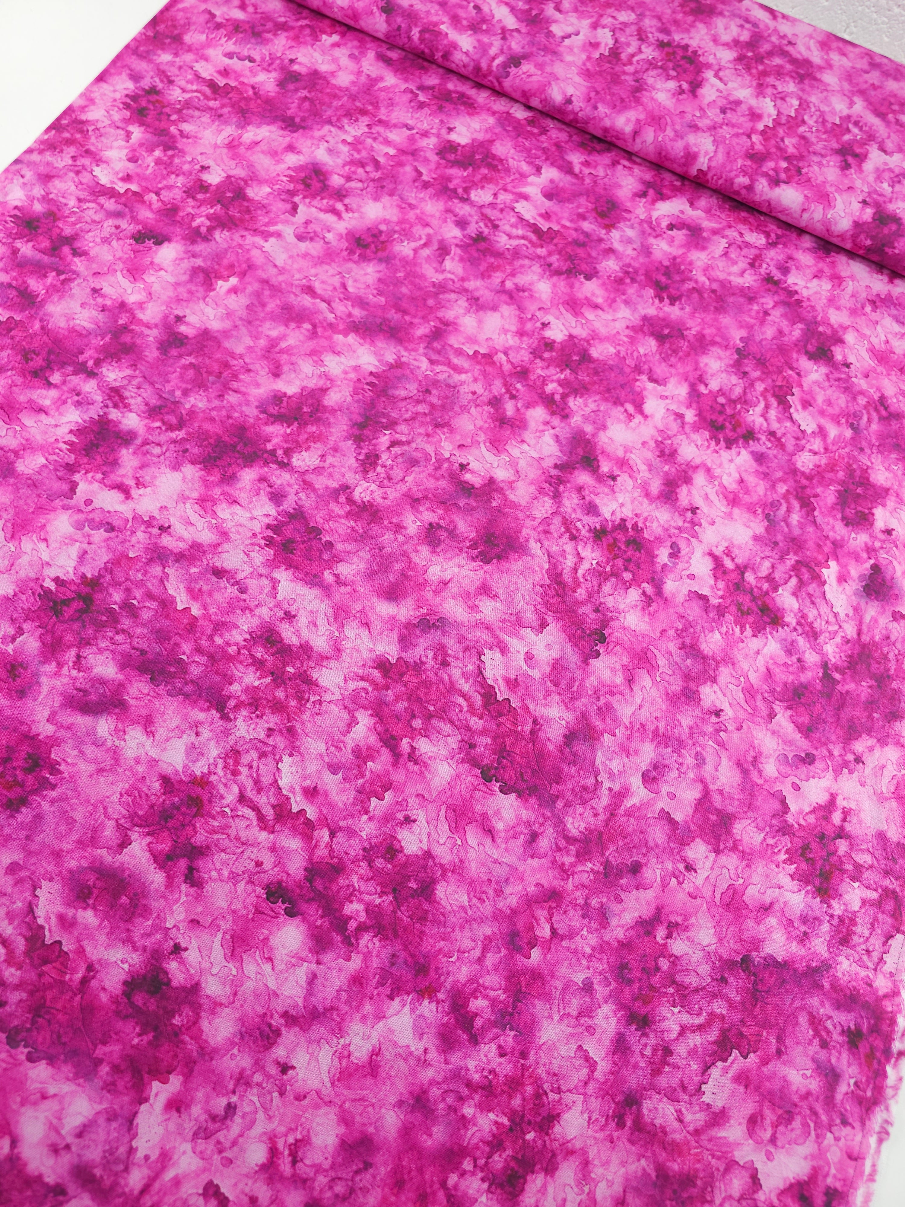 Fuchsia Pink Iris Watercolour Smoke 100% Cotton