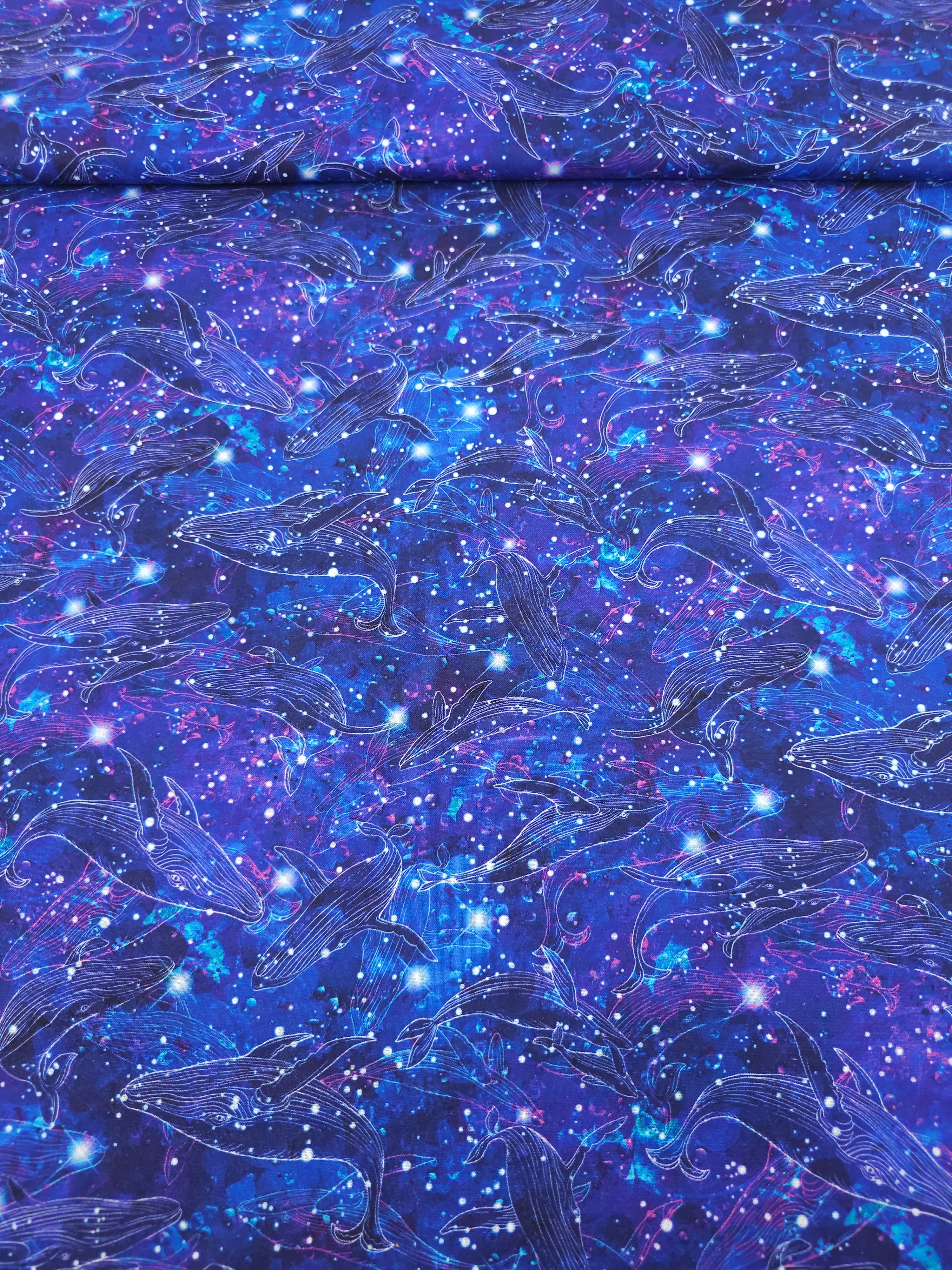Midnight Starry Whales 100% Cotton