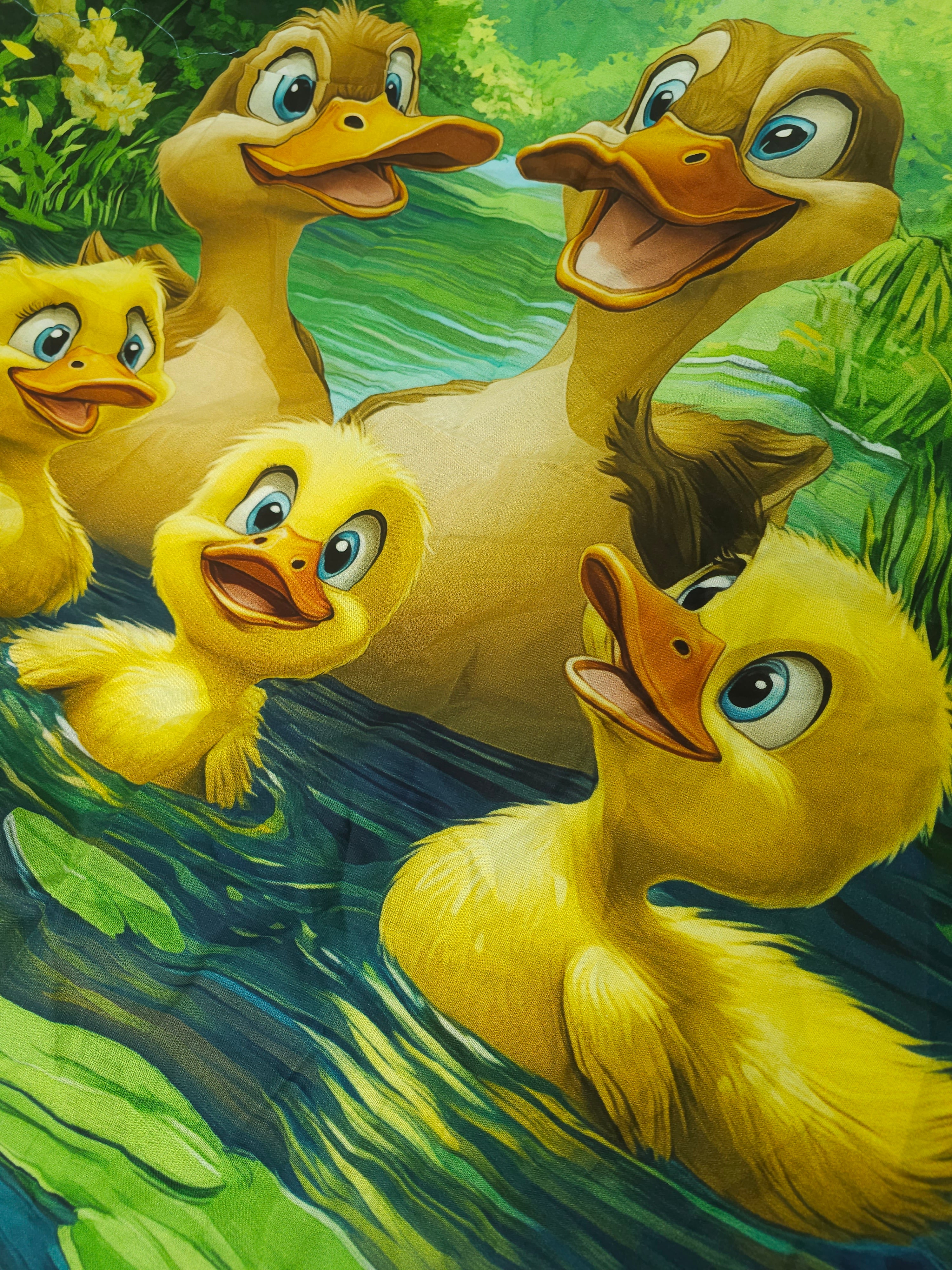 Happy duck family Cotton panel- 1.8m piece