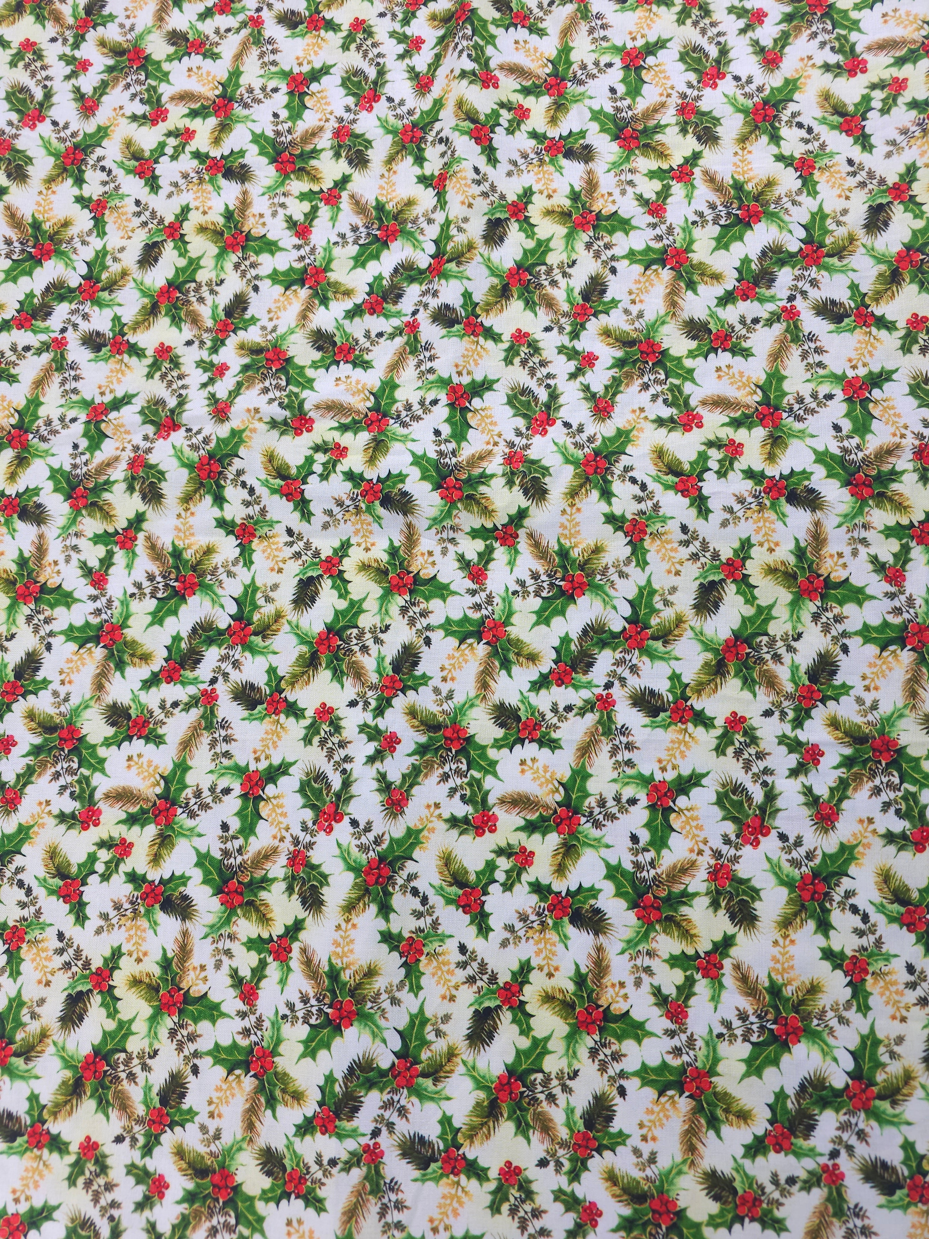 White holly leaf Cotton- 1.7m piece