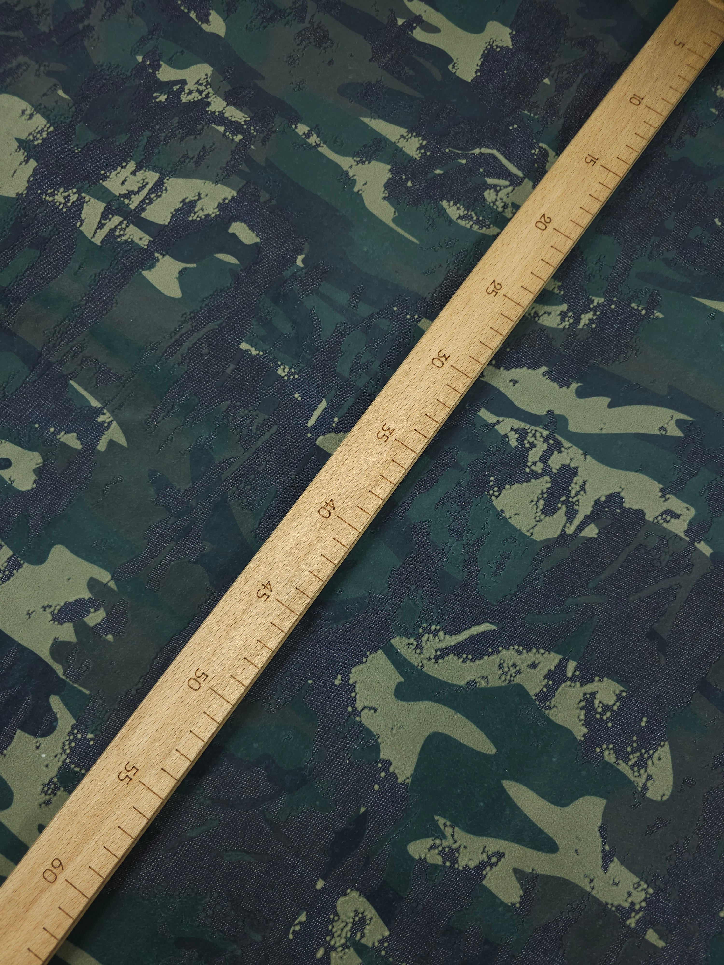 Green/Navy Camo Velvet Burnout Denim