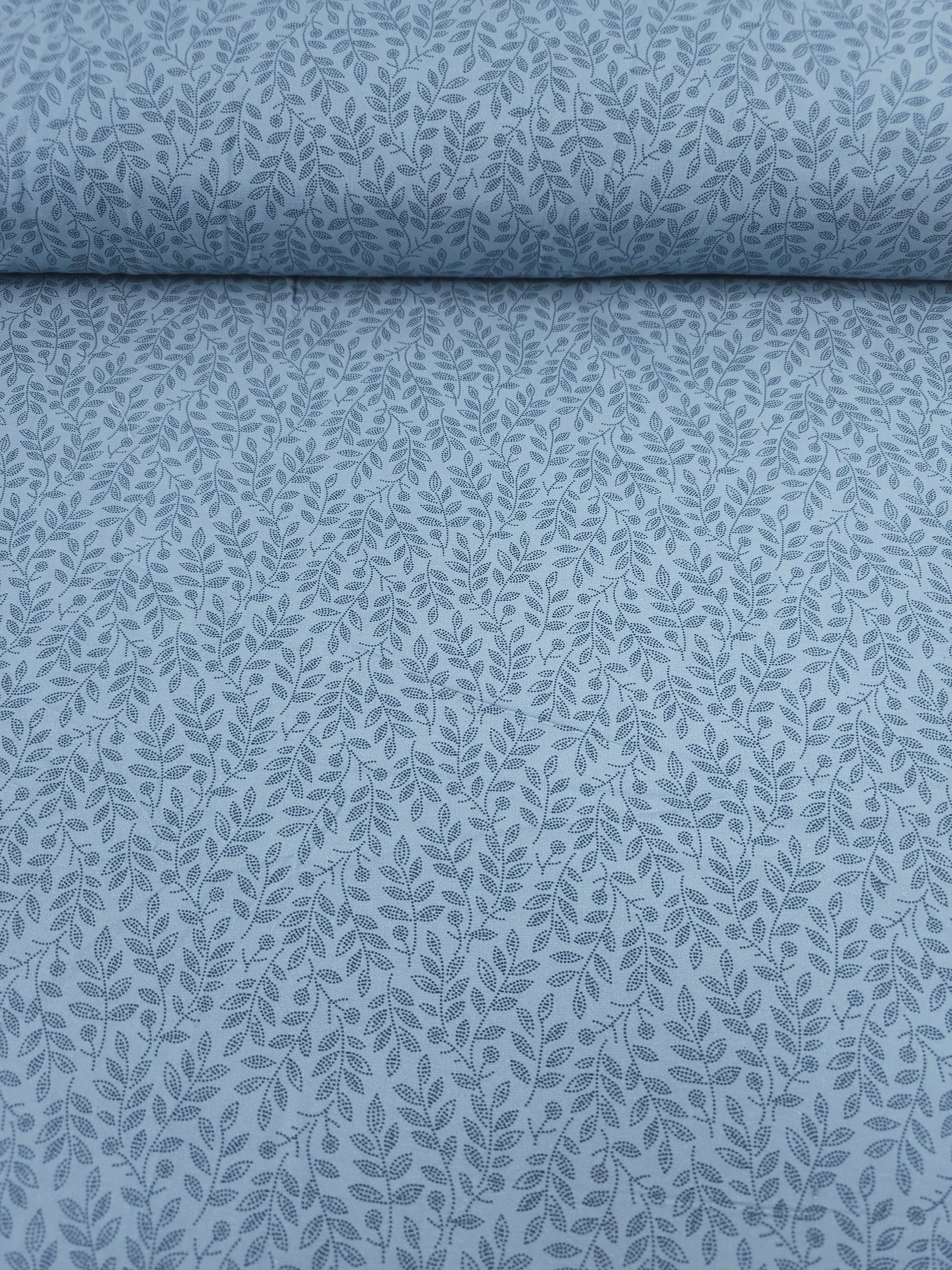 Powder Blue Dotty Leaf Stem 100% Cotton 108" *EXTRA WIDE*