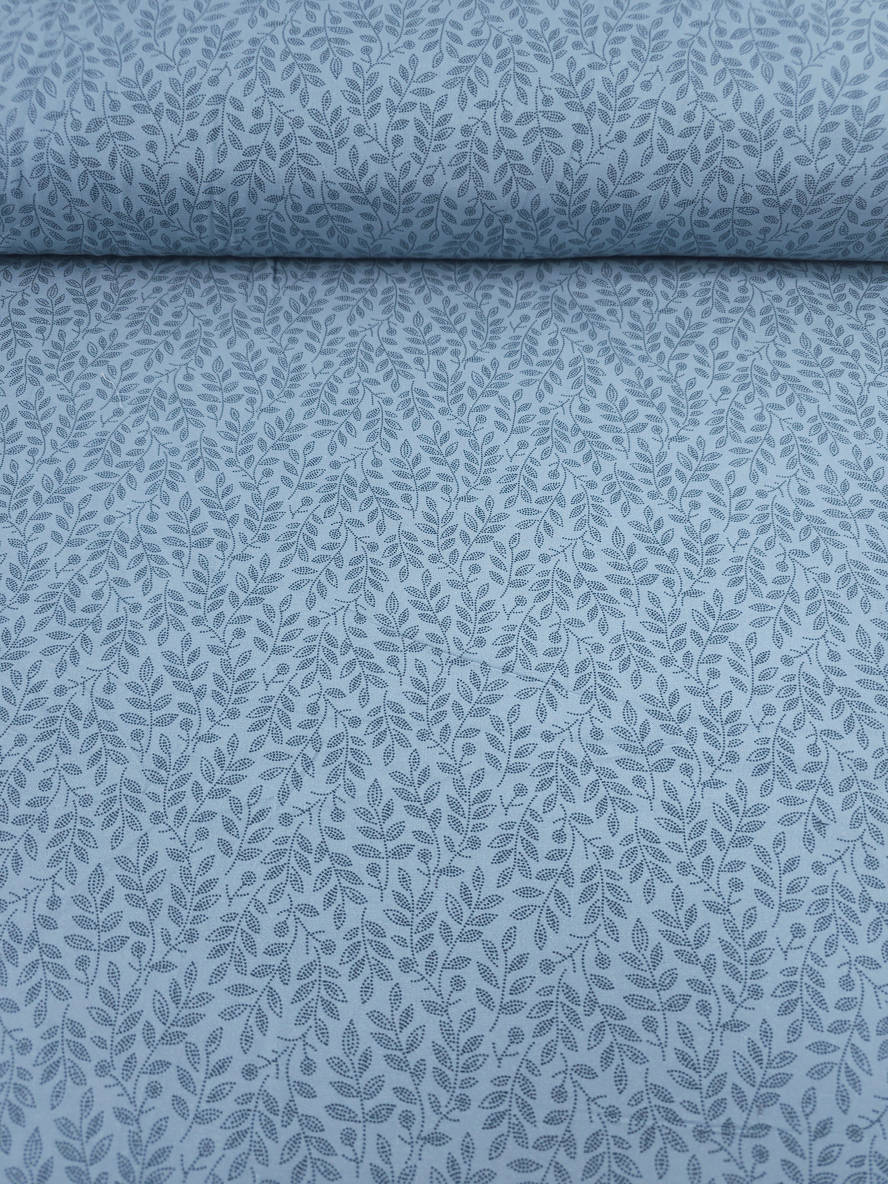 Powder Blue Dotty Leaf Stem 100% Cotton 108" *EXTRA WIDE*