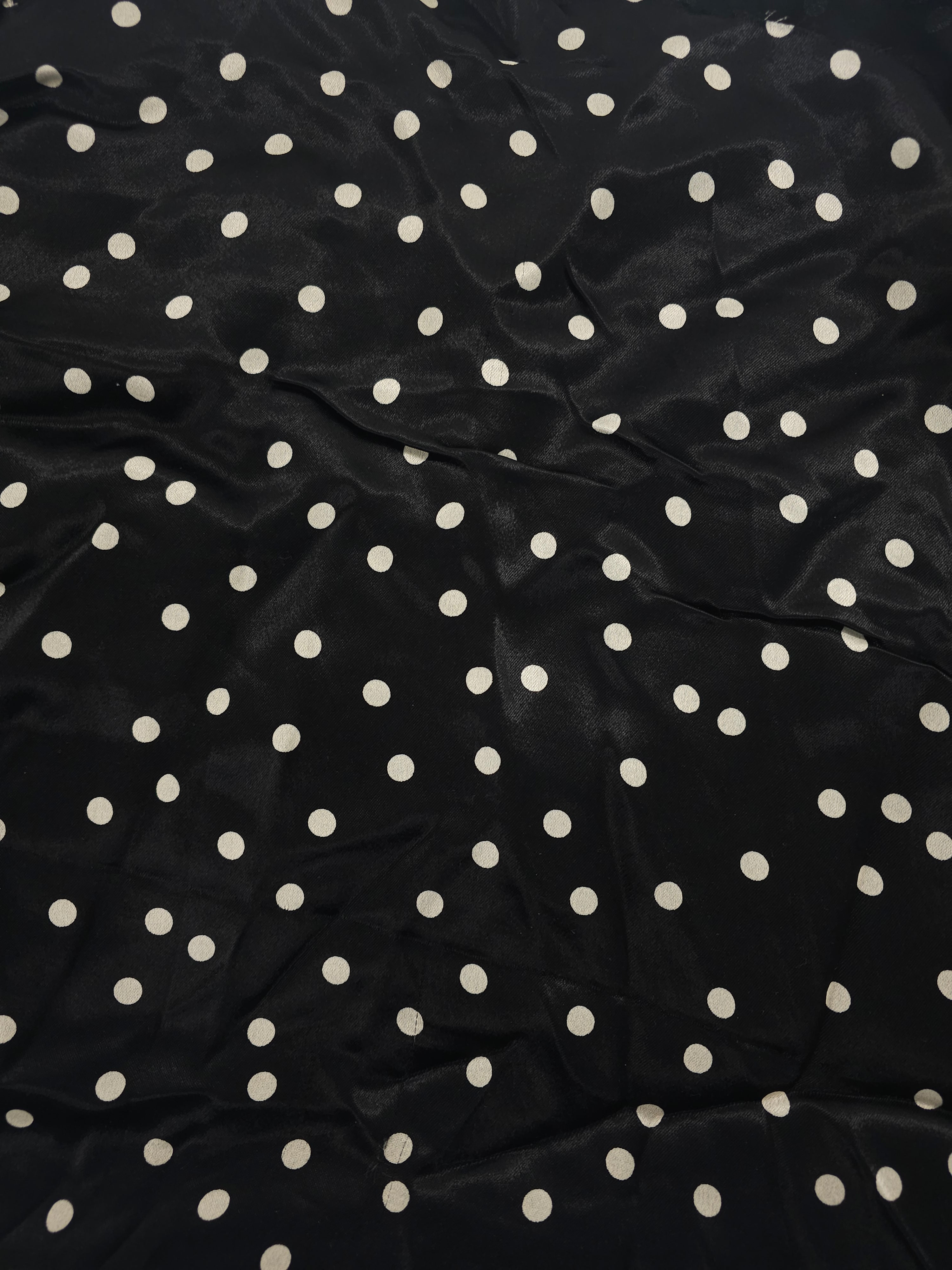Black polka dot Viscose sateen- 1.7m piece