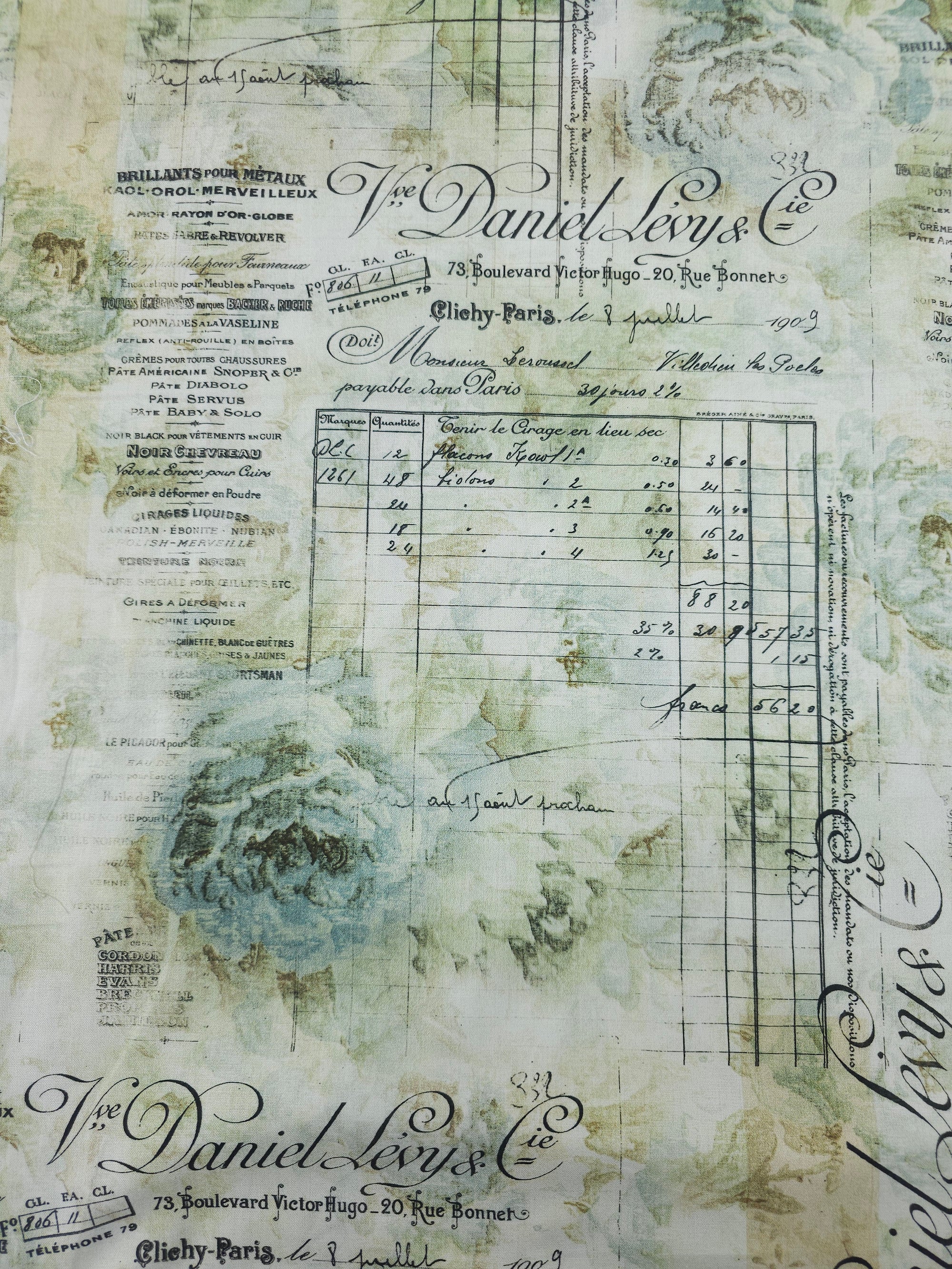 Parisian Receipt 100% Cotton - Free Spirit