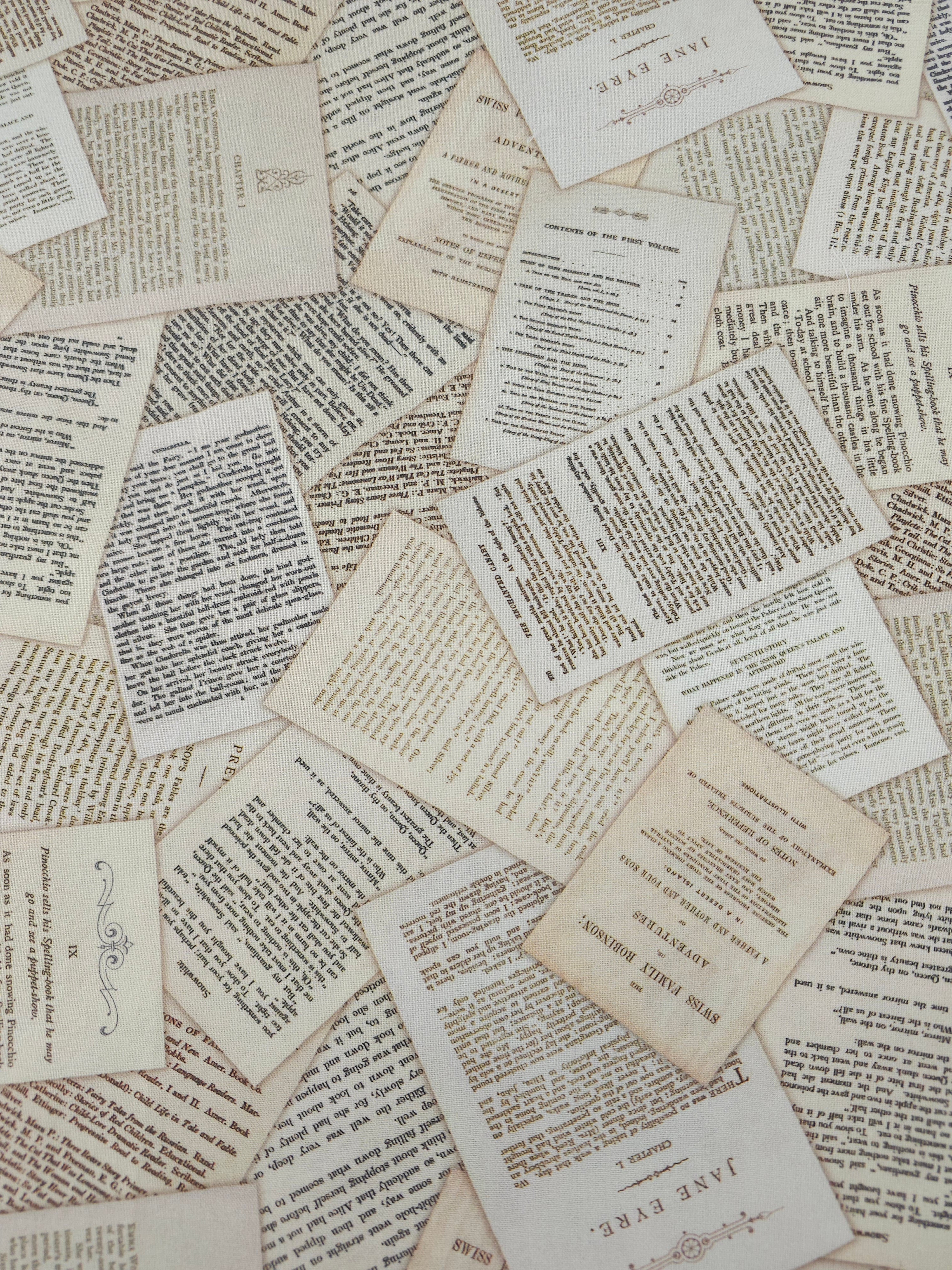 Retro Book Pages 100% Cotton 110” - Robert Kaufman *EXTRA WIDE*