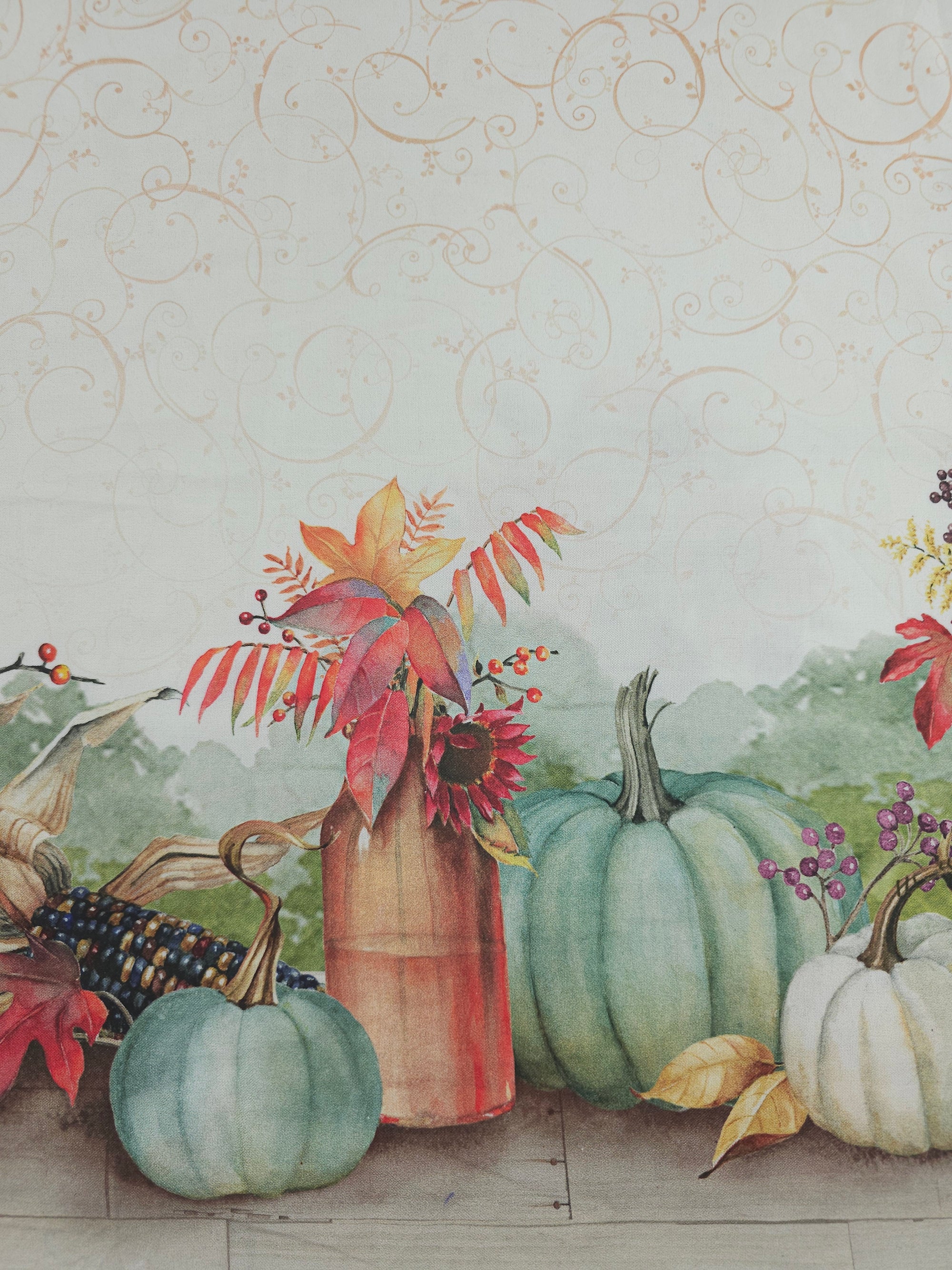 Pumpkin Floral Display 100% Cotton